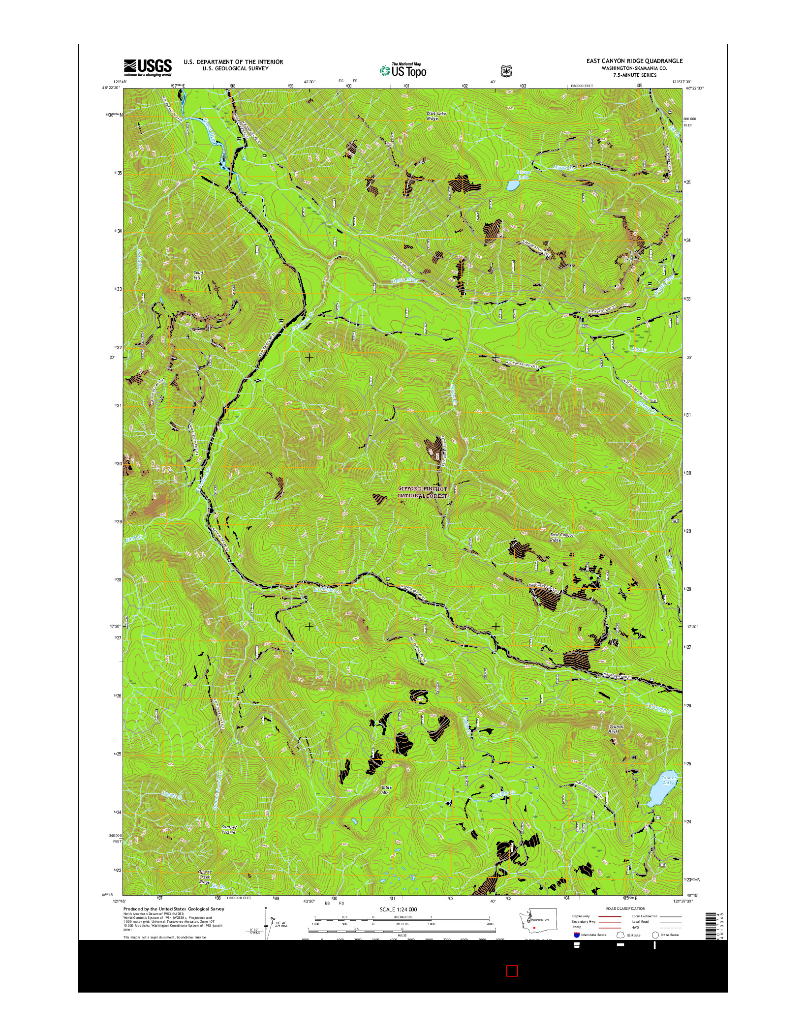 USGS US TOPO 7.5-MINUTE MAP FOR EAST CANYON RIDGE, WA 2017