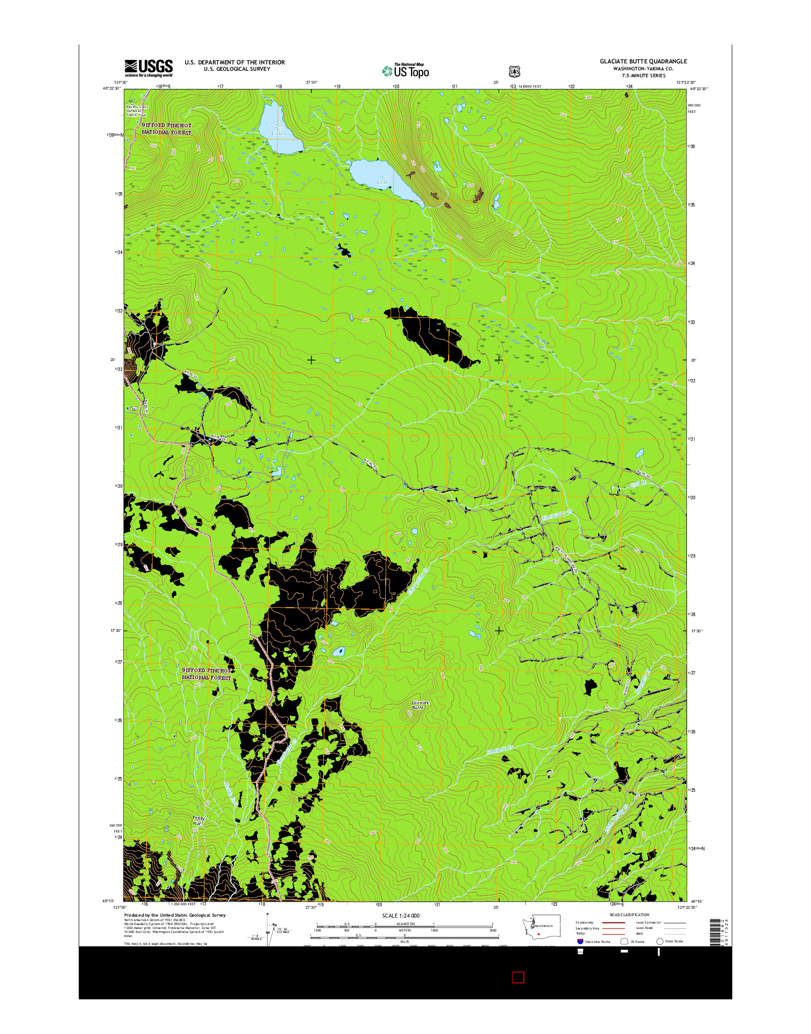 USGS US TOPO 7.5-MINUTE MAP FOR GLACIATE BUTTE, WA 2017