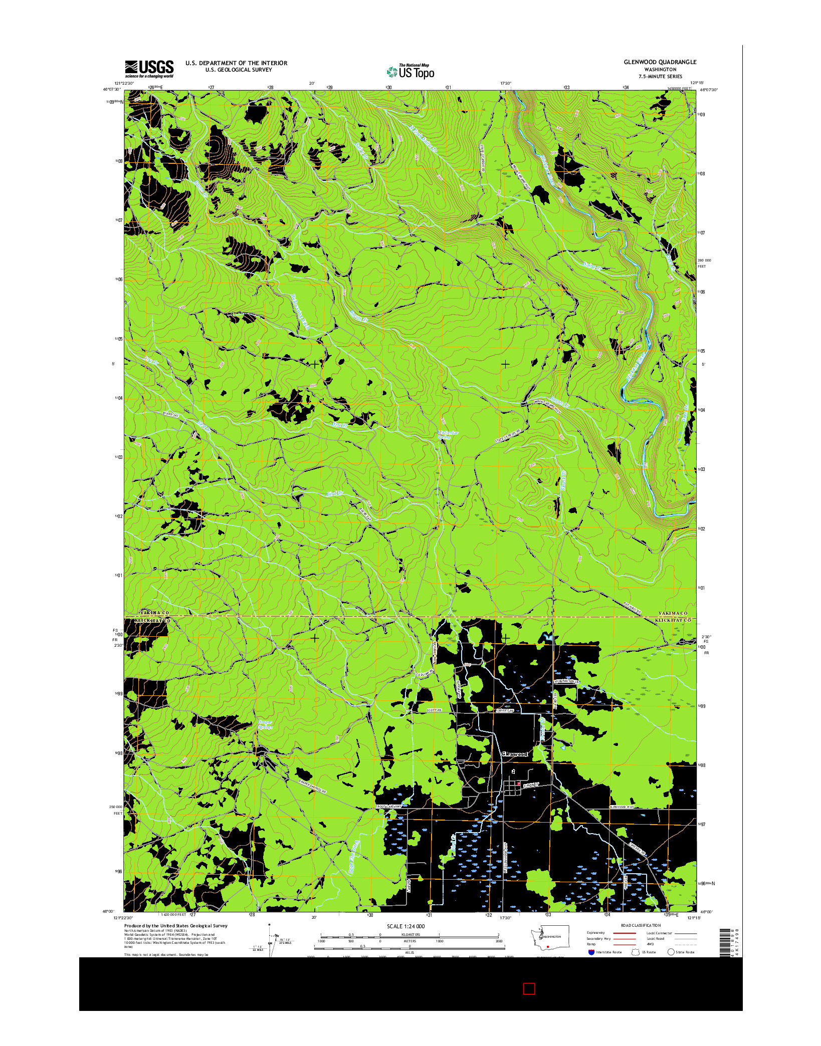 USGS US TOPO 7.5-MINUTE MAP FOR GLENWOOD, WA 2017