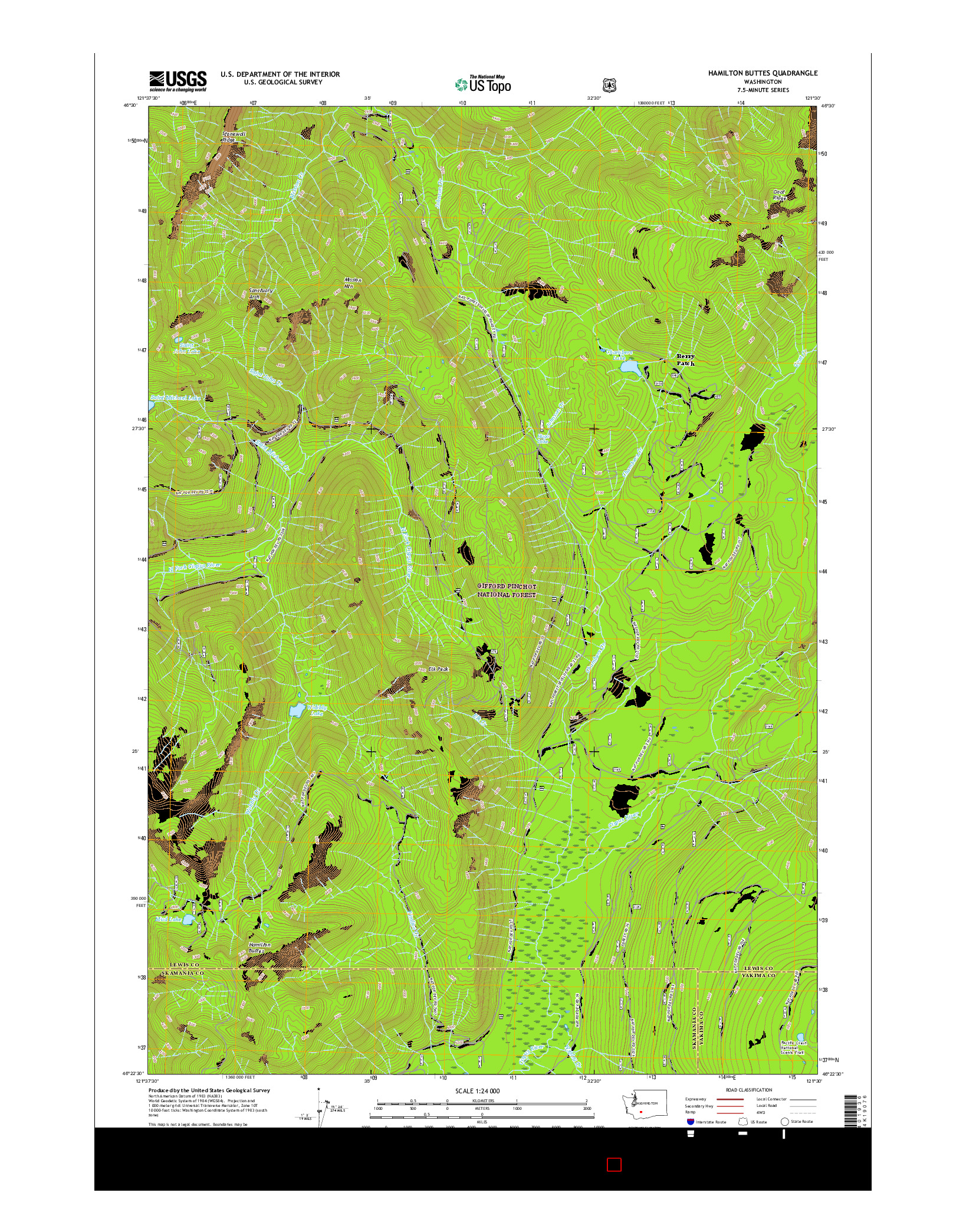 USGS US TOPO 7.5-MINUTE MAP FOR HAMILTON BUTTES, WA 2017