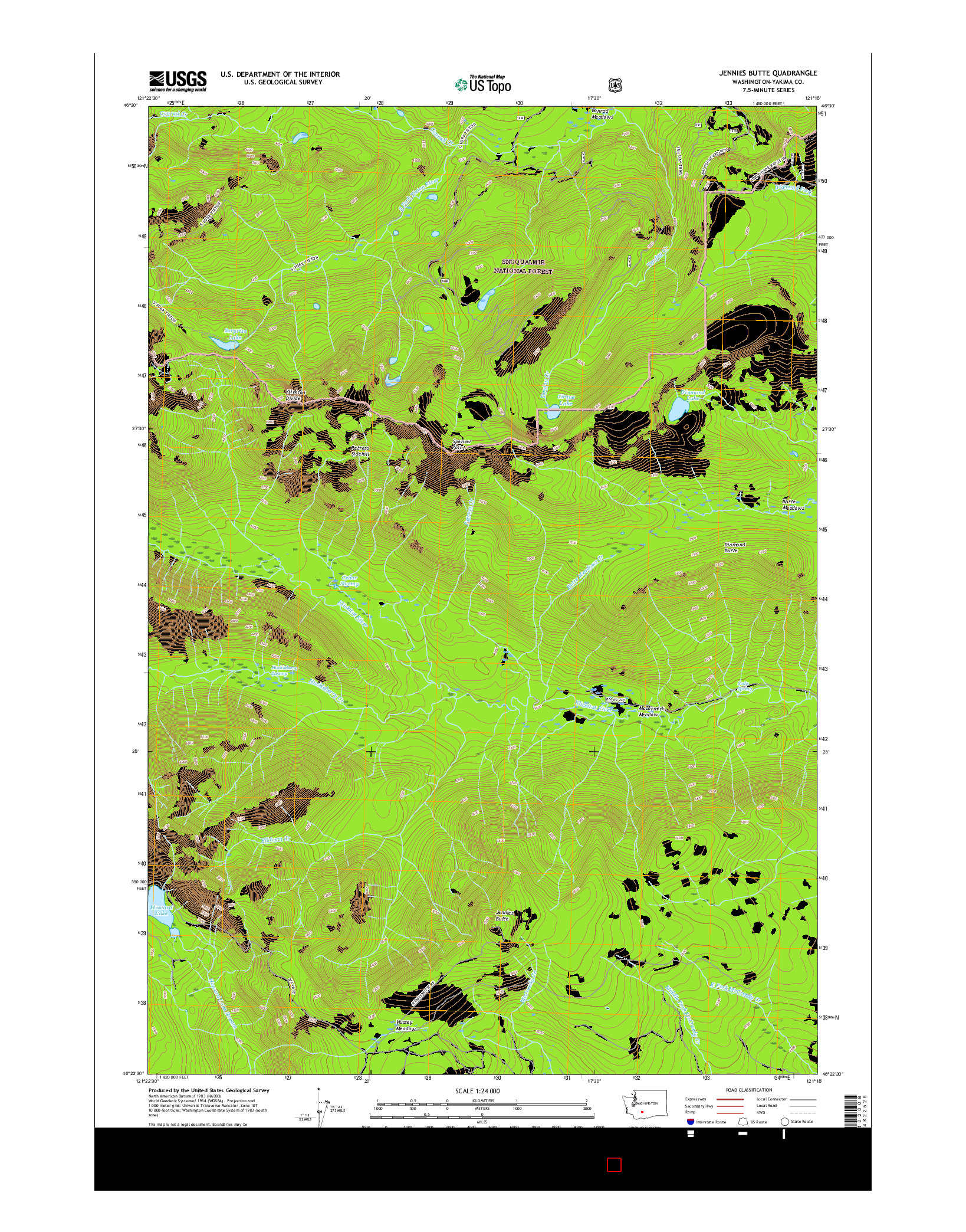 USGS US TOPO 7.5-MINUTE MAP FOR JENNIES BUTTE, WA 2017