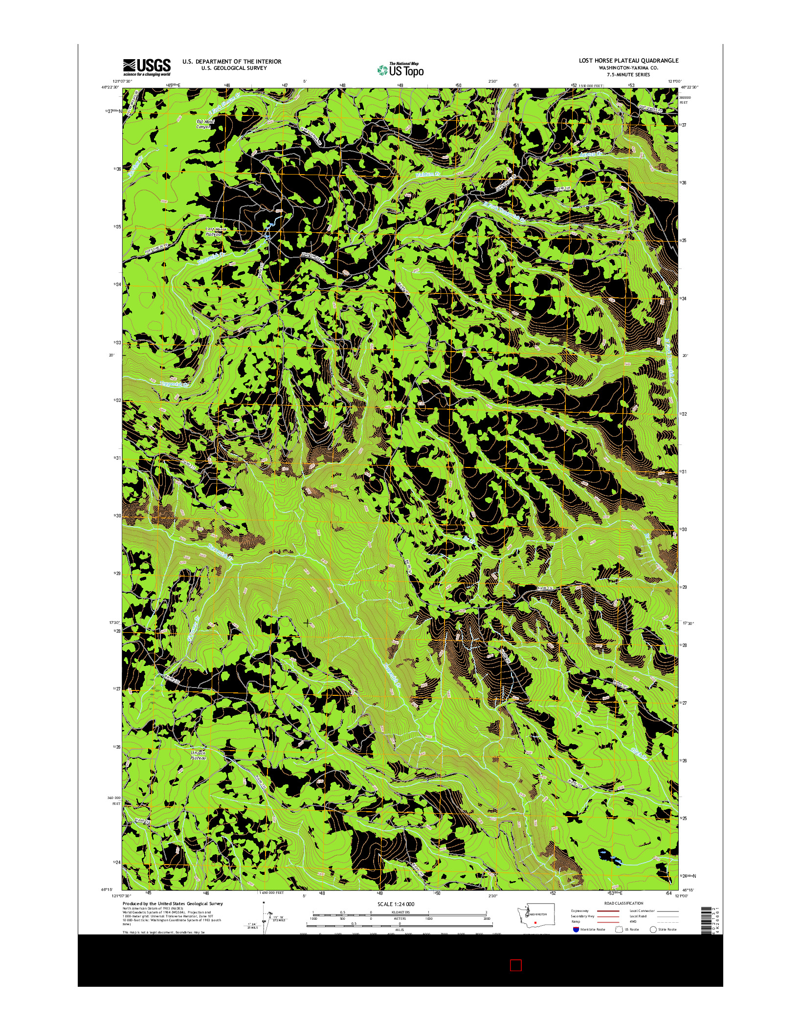 USGS US TOPO 7.5-MINUTE MAP FOR LOST HORSE PLATEAU, WA 2017