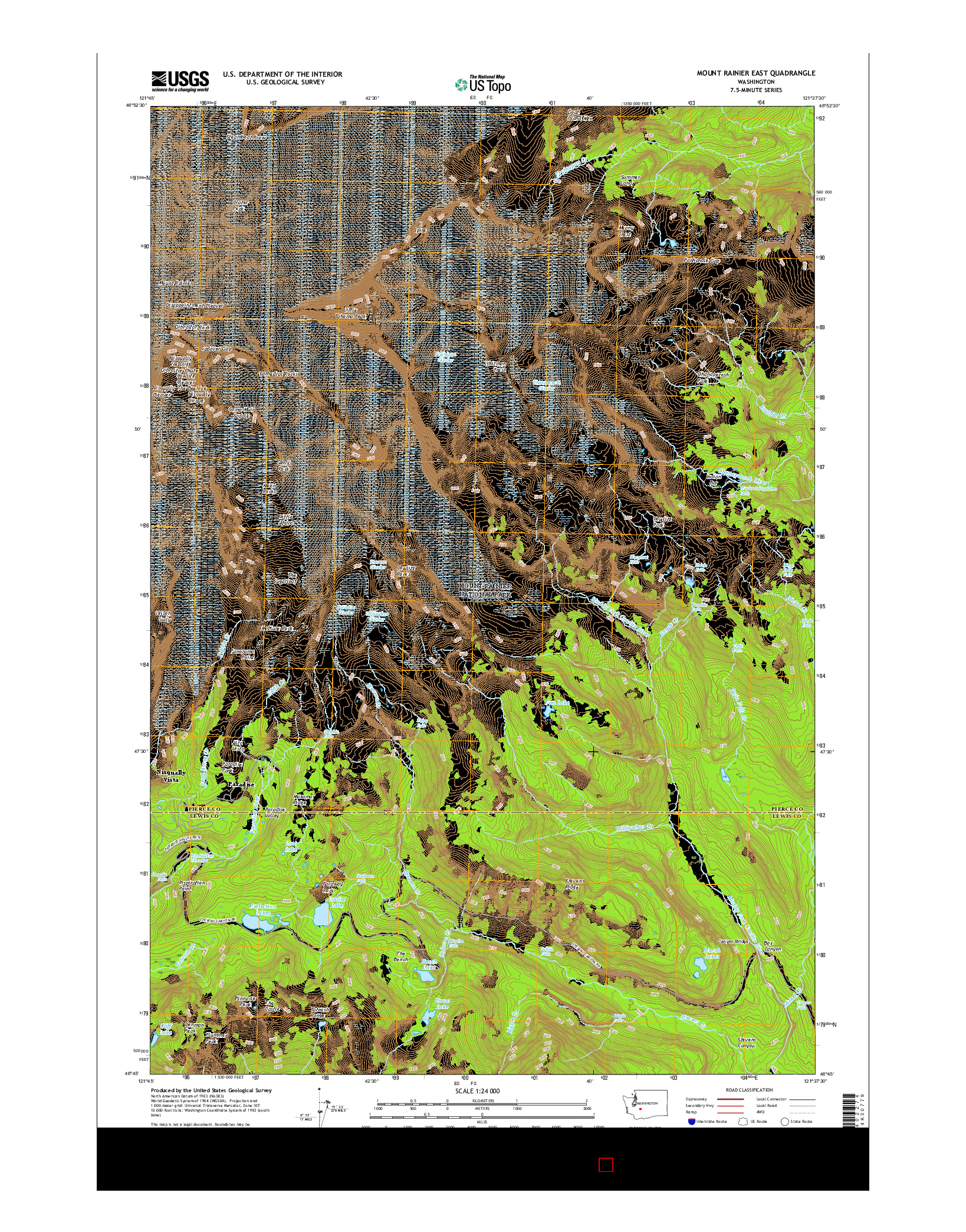 USGS US TOPO 7.5-MINUTE MAP FOR MOUNT RAINIER EAST, WA 2017