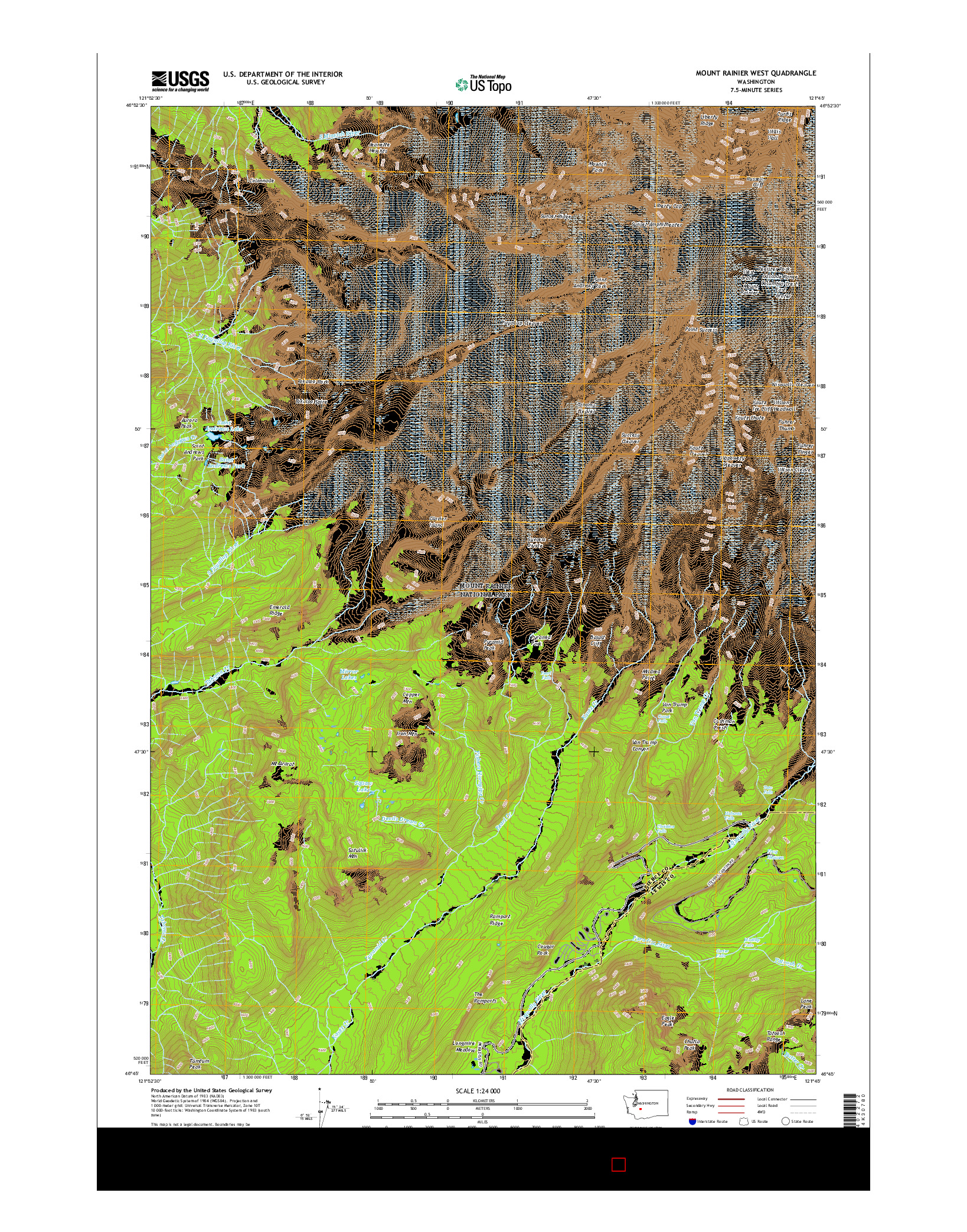 USGS US TOPO 7.5-MINUTE MAP FOR MOUNT RAINIER WEST, WA 2017