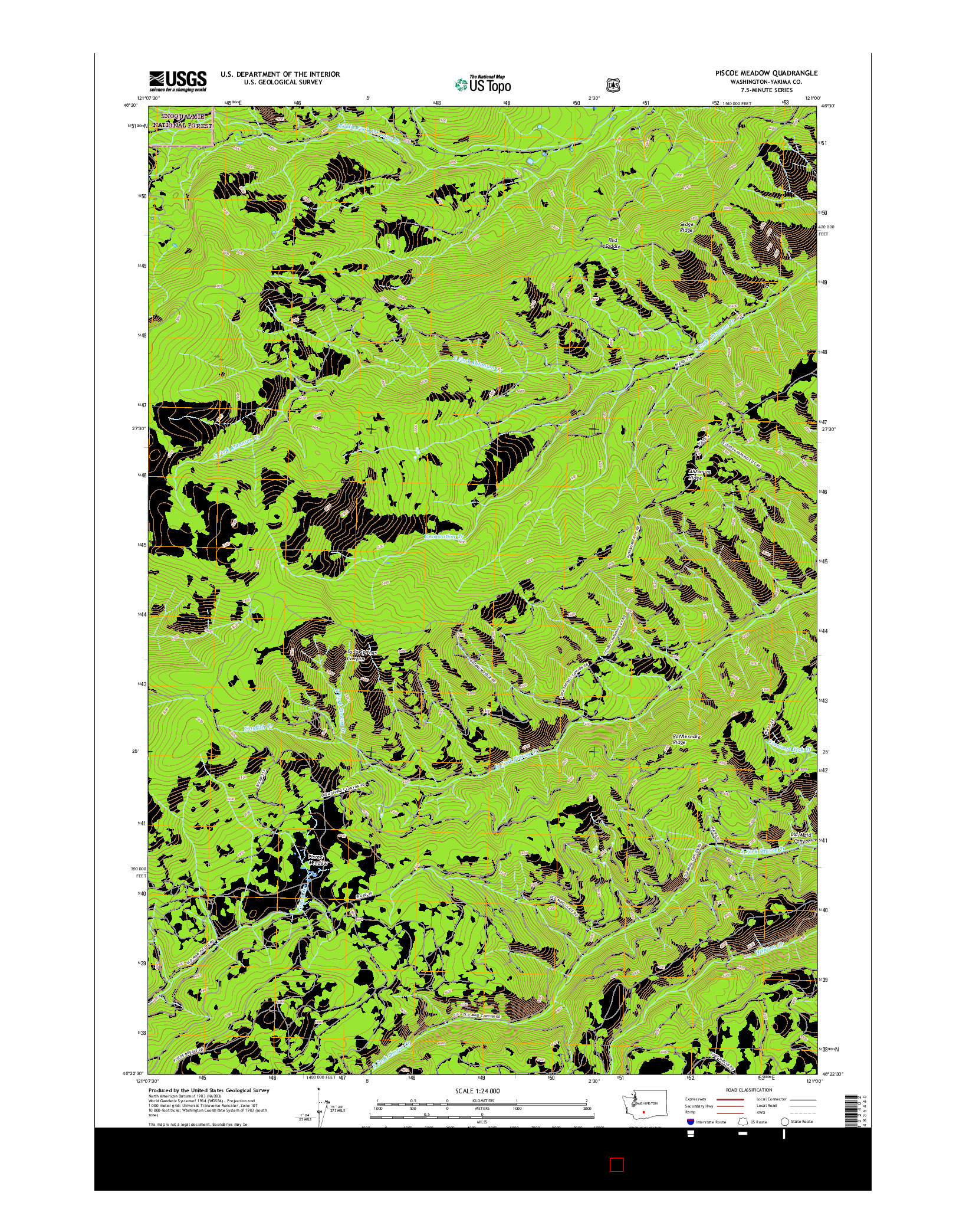 USGS US TOPO 7.5-MINUTE MAP FOR PISCOE MEADOW, WA 2017