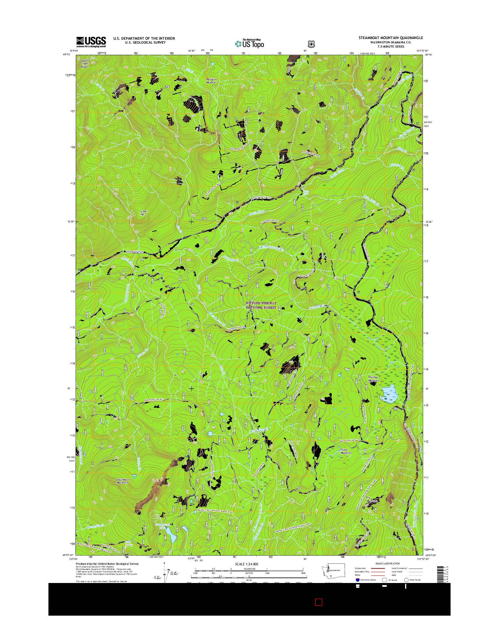 USGS US TOPO 7.5-MINUTE MAP FOR STEAMBOAT MOUNTAIN, WA 2017