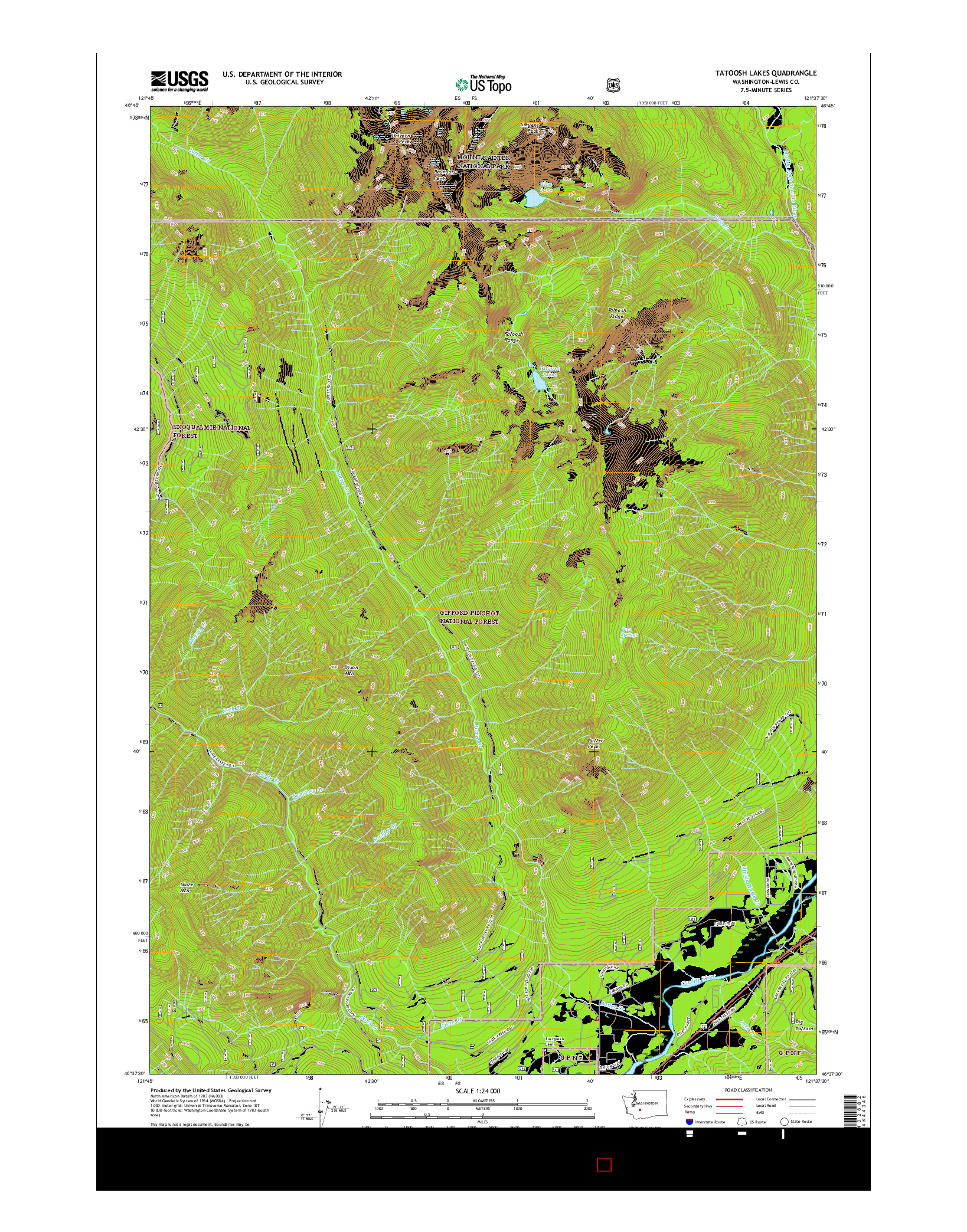 USGS US TOPO 7.5-MINUTE MAP FOR TATOOSH LAKES, WA 2017