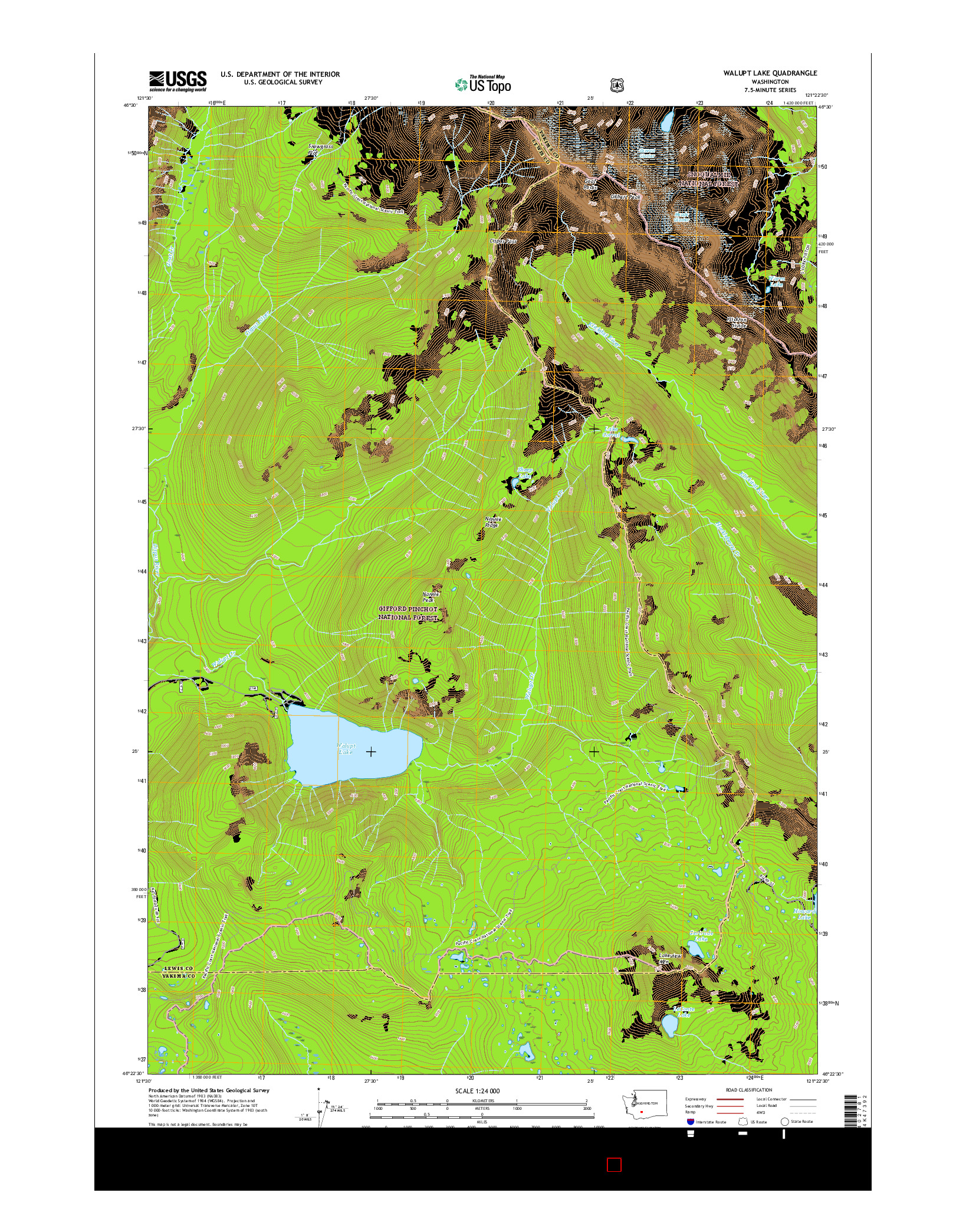 USGS US TOPO 7.5-MINUTE MAP FOR WALUPT LAKE, WA 2017
