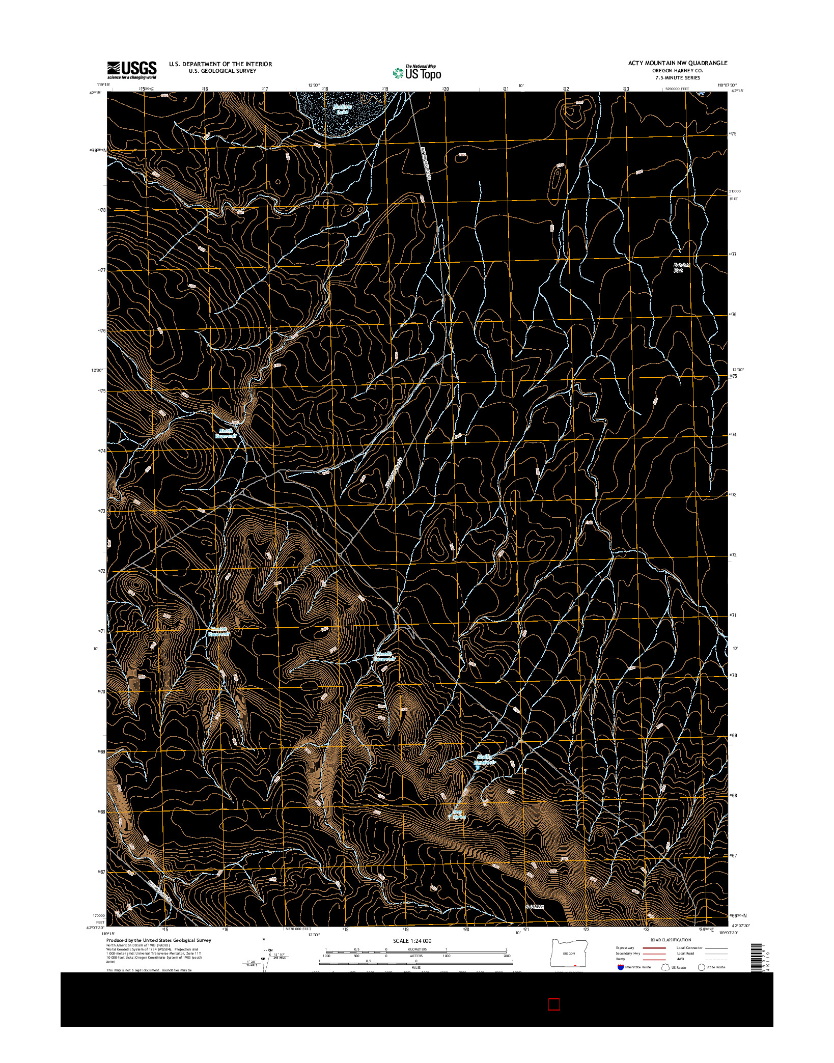 USGS US TOPO 7.5-MINUTE MAP FOR ACTY MOUNTAIN NW, OR 2017