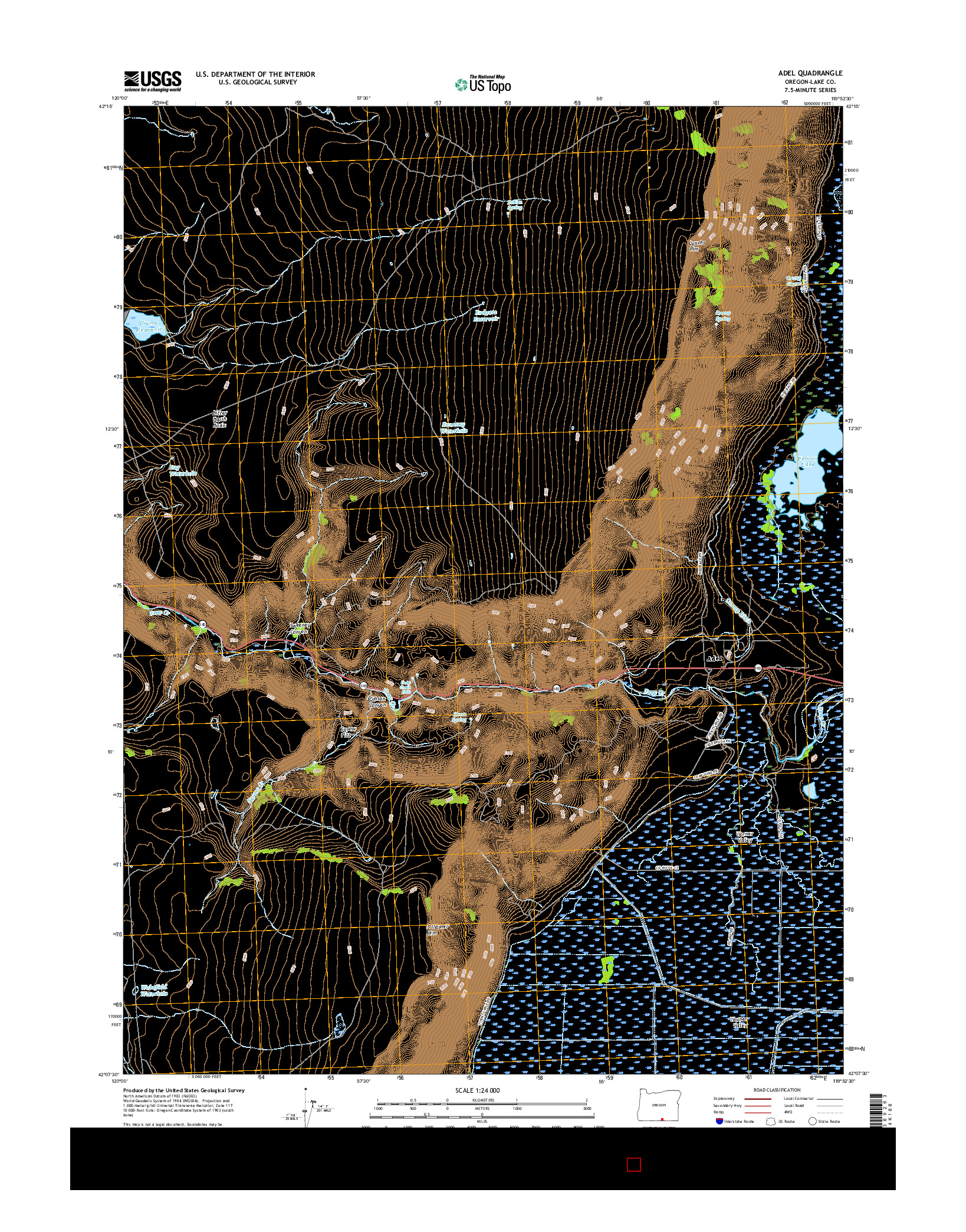 USGS US TOPO 7.5-MINUTE MAP FOR ADEL, OR 2017