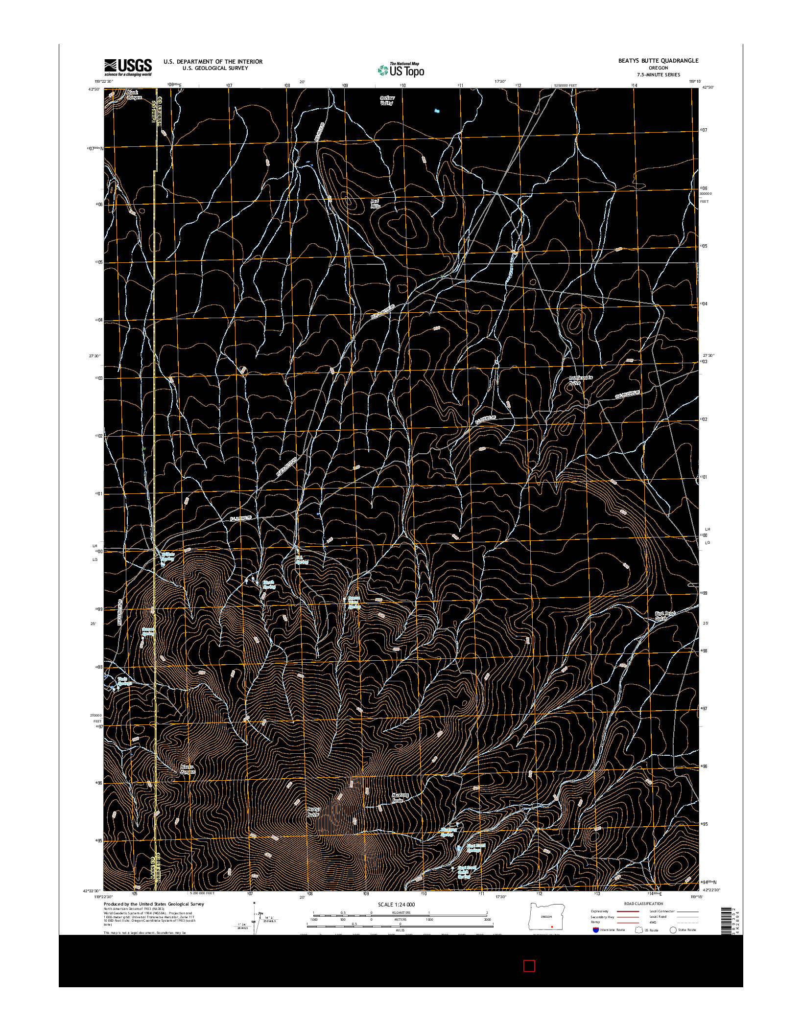 USGS US TOPO 7.5-MINUTE MAP FOR BEATYS BUTTE, OR 2017