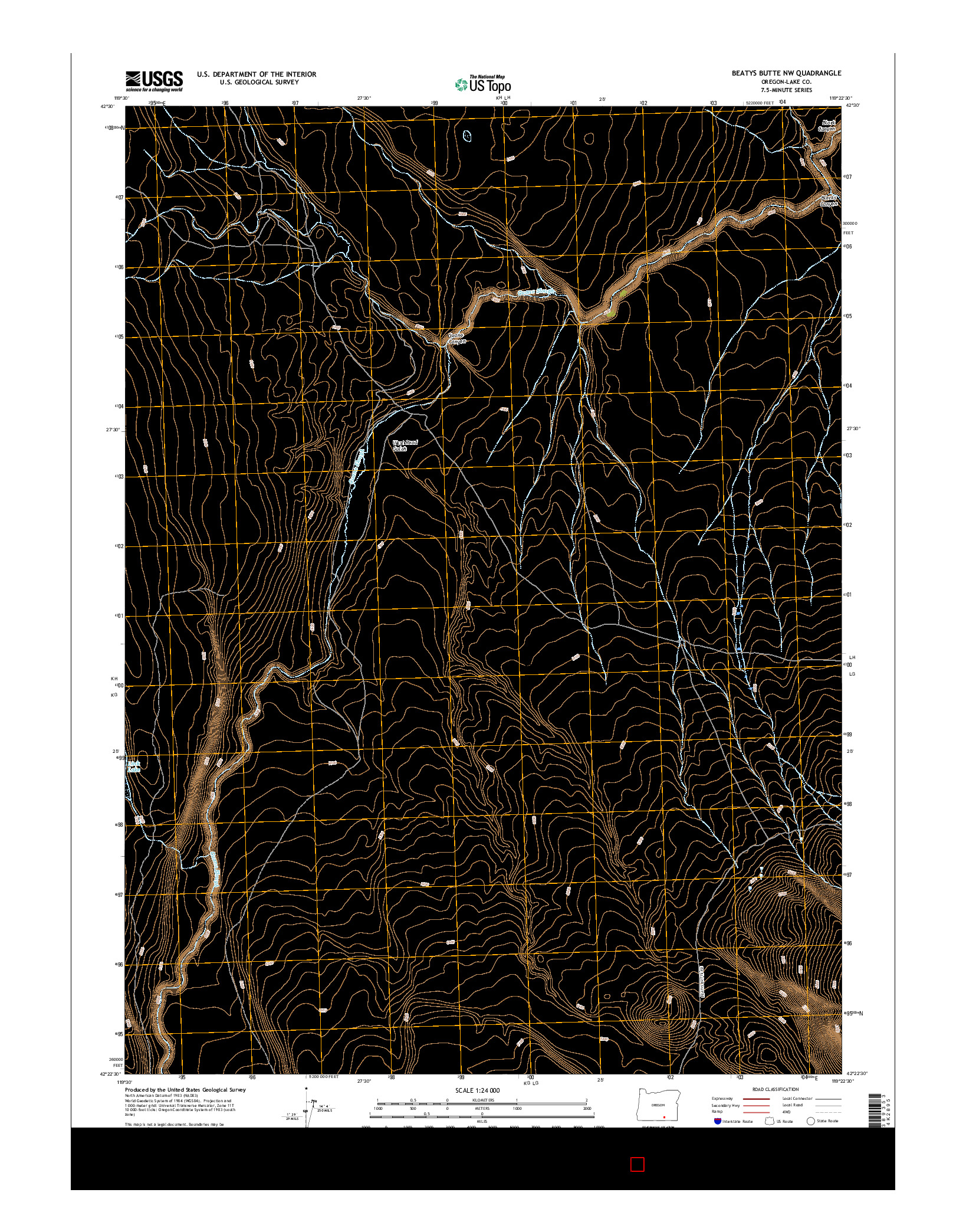 USGS US TOPO 7.5-MINUTE MAP FOR BEATYS BUTTE NW, OR 2017