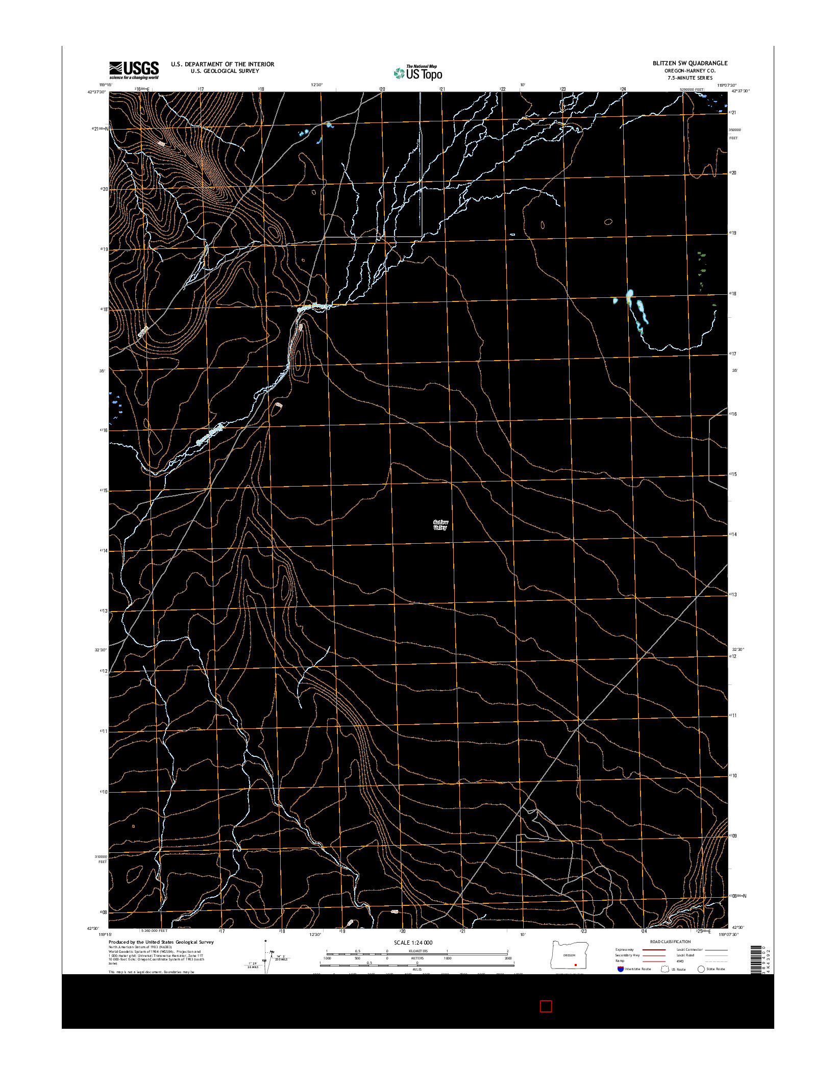 USGS US TOPO 7.5-MINUTE MAP FOR BLITZEN SW, OR 2017