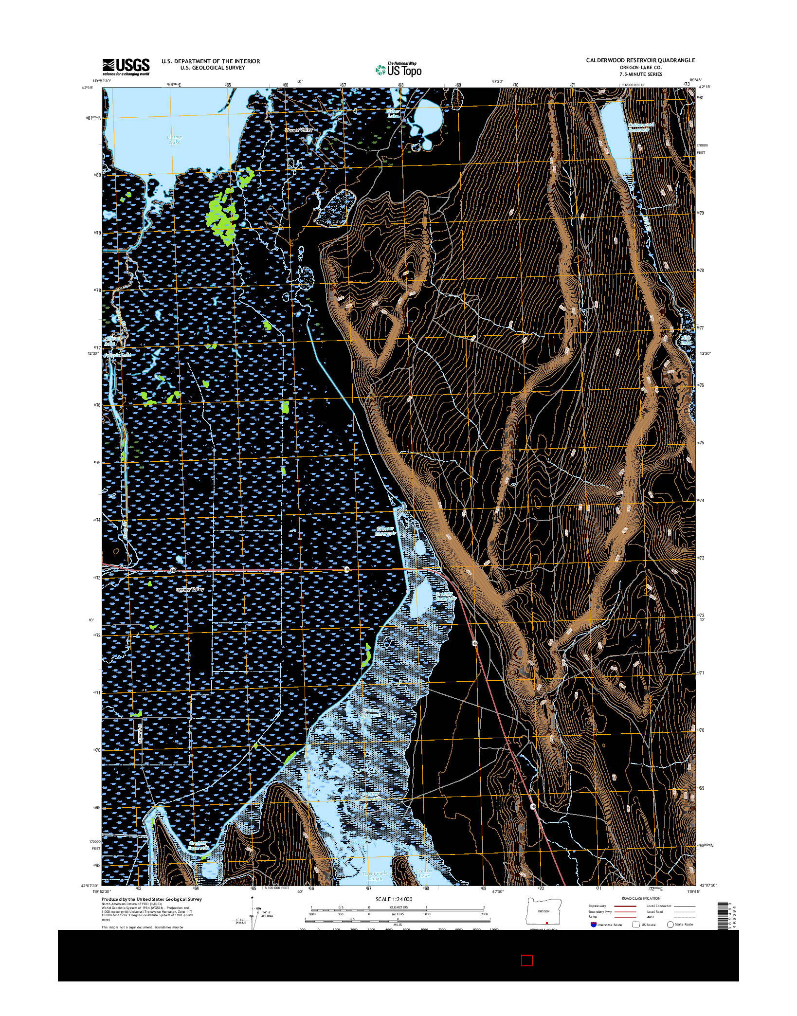 USGS US TOPO 7.5-MINUTE MAP FOR CALDERWOOD RESERVOIR, OR 2017