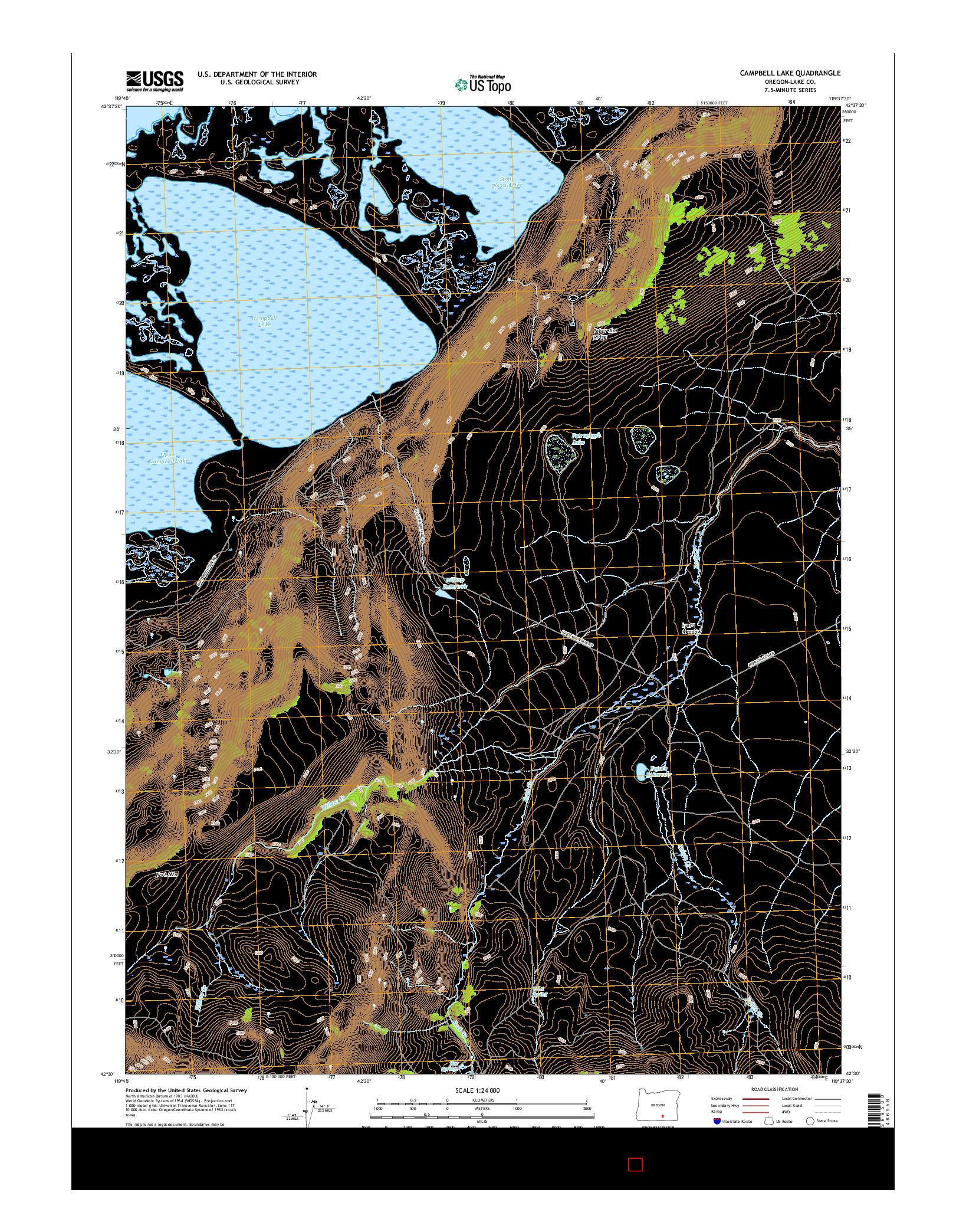 USGS US TOPO 7.5-MINUTE MAP FOR CAMPBELL LAKE, OR 2017