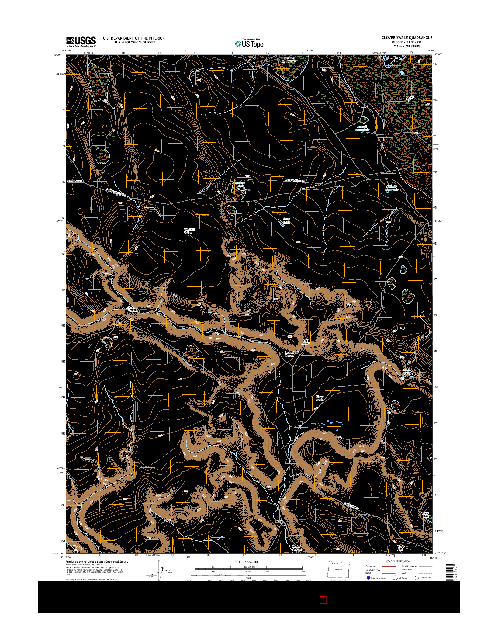 USGS US TOPO 7.5-MINUTE MAP FOR CLOVER SWALE, OR 2017