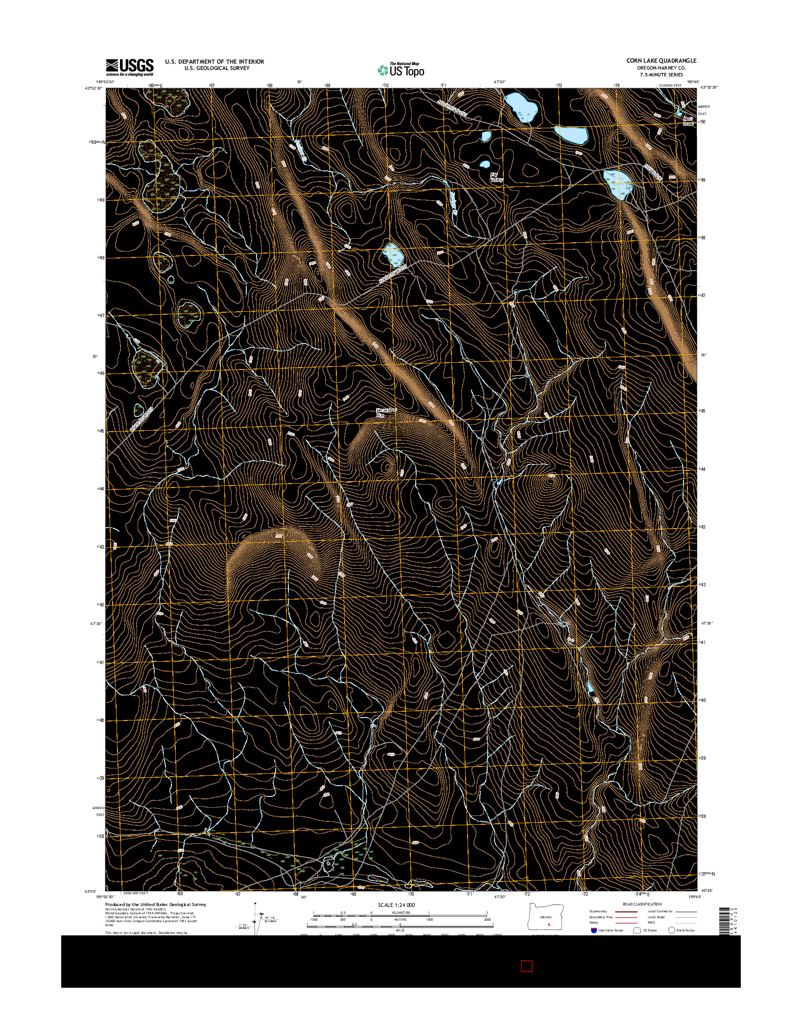 USGS US TOPO 7.5-MINUTE MAP FOR CORN LAKE, OR 2017