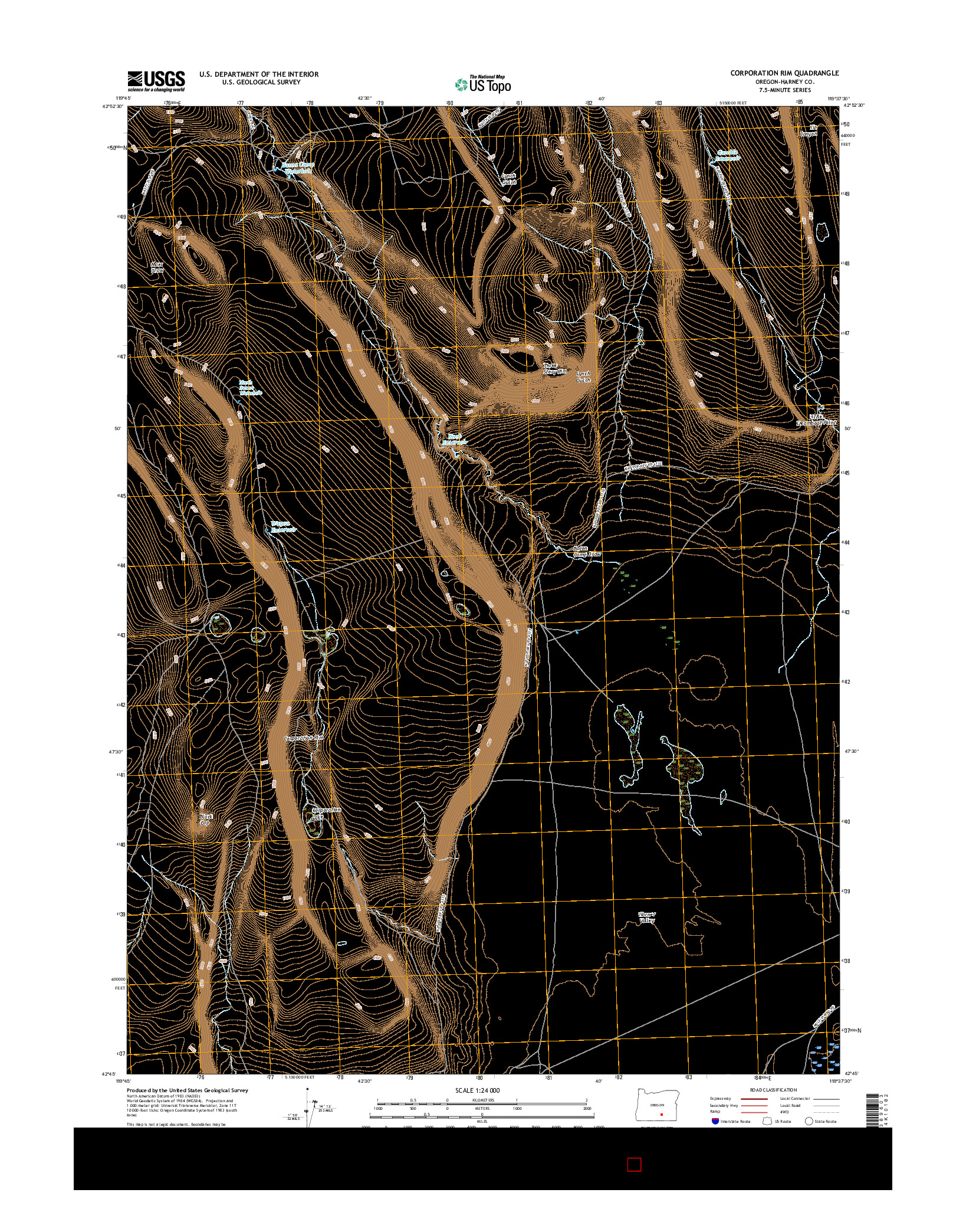 USGS US TOPO 7.5-MINUTE MAP FOR CORPORATION RIM, OR 2017