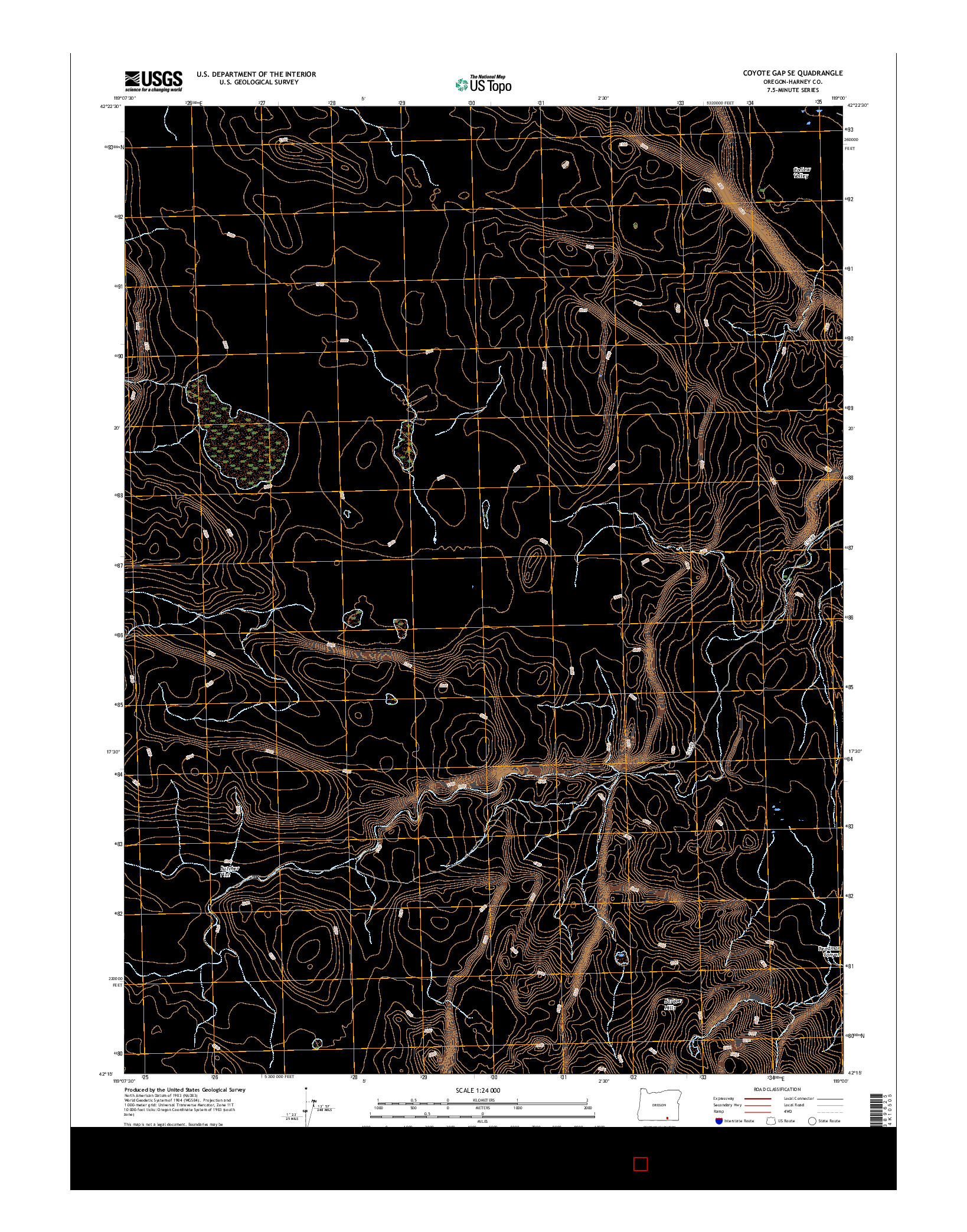 USGS US TOPO 7.5-MINUTE MAP FOR COYOTE GAP SE, OR 2017