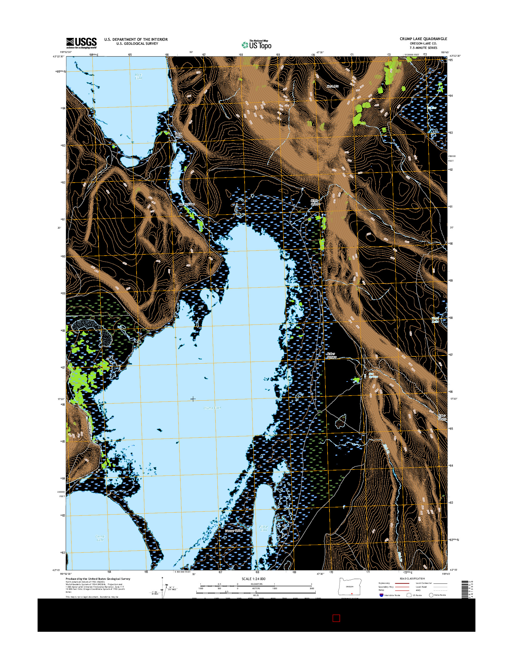 USGS US TOPO 7.5-MINUTE MAP FOR CRUMP LAKE, OR 2017