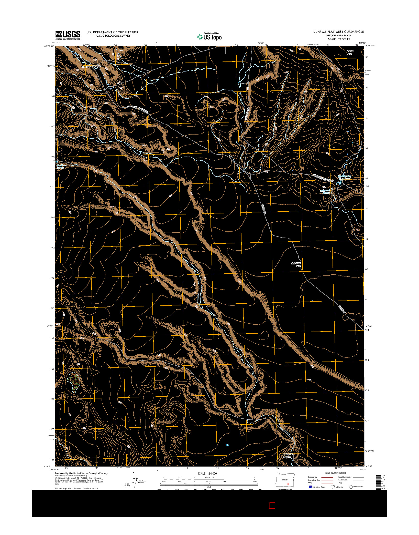 USGS US TOPO 7.5-MINUTE MAP FOR DUHAIME FLAT WEST, OR 2017