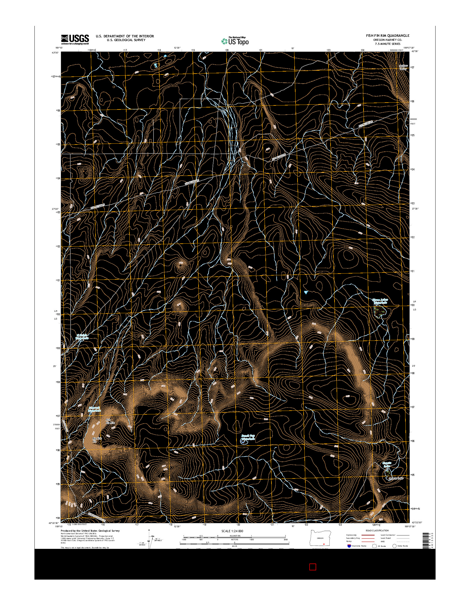 USGS US TOPO 7.5-MINUTE MAP FOR FISH FIN RIM, OR 2017