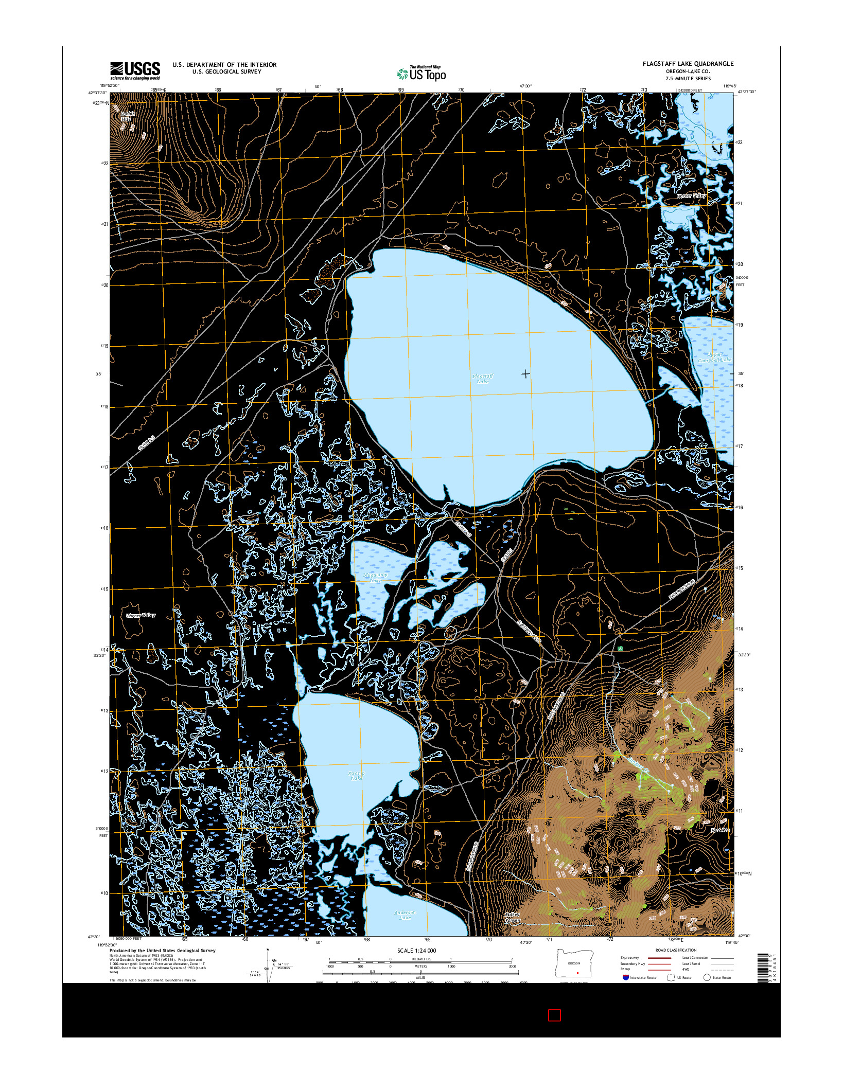 USGS US TOPO 7.5-MINUTE MAP FOR FLAGSTAFF LAKE, OR 2017