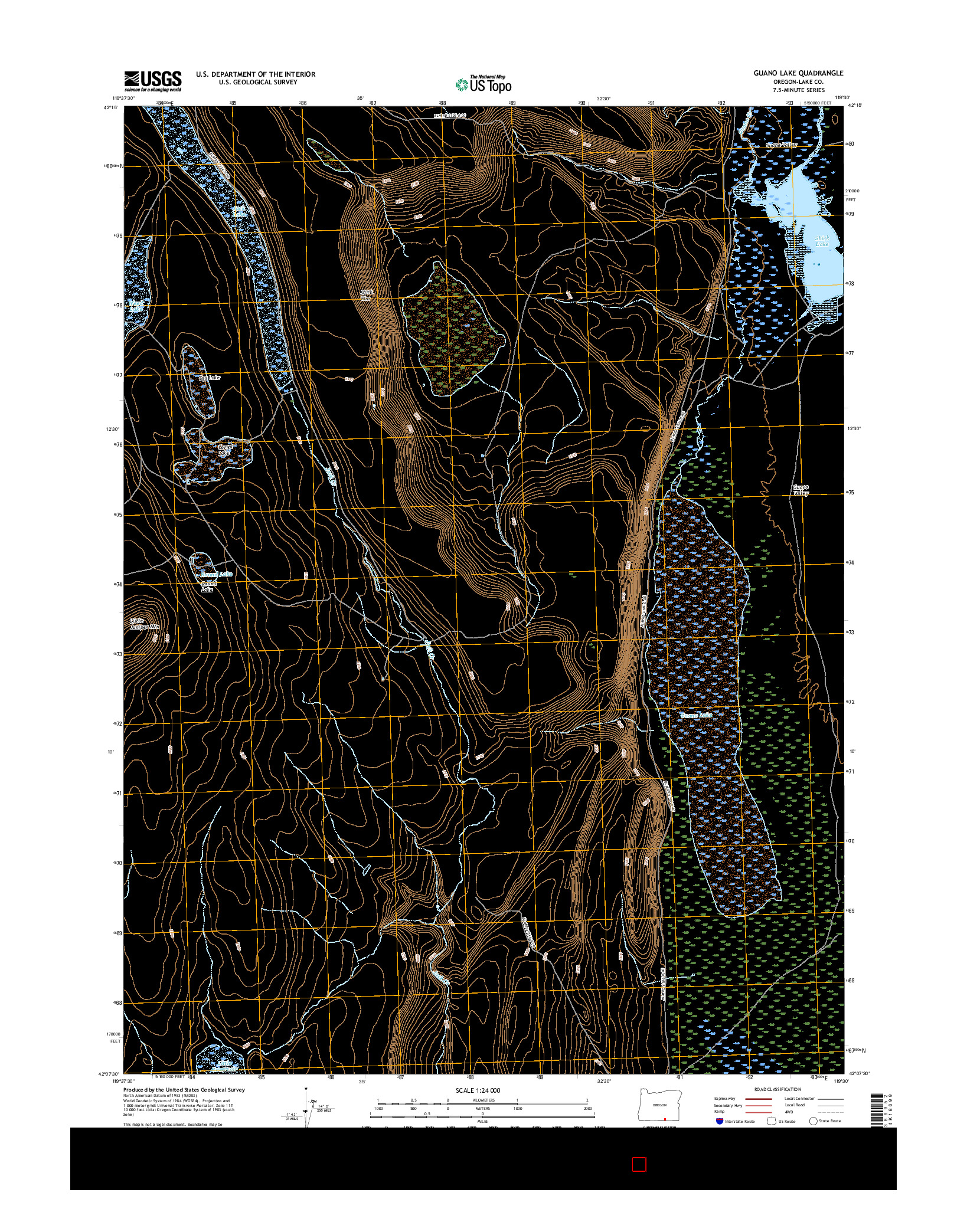 USGS US TOPO 7.5-MINUTE MAP FOR GUANO LAKE, OR 2017