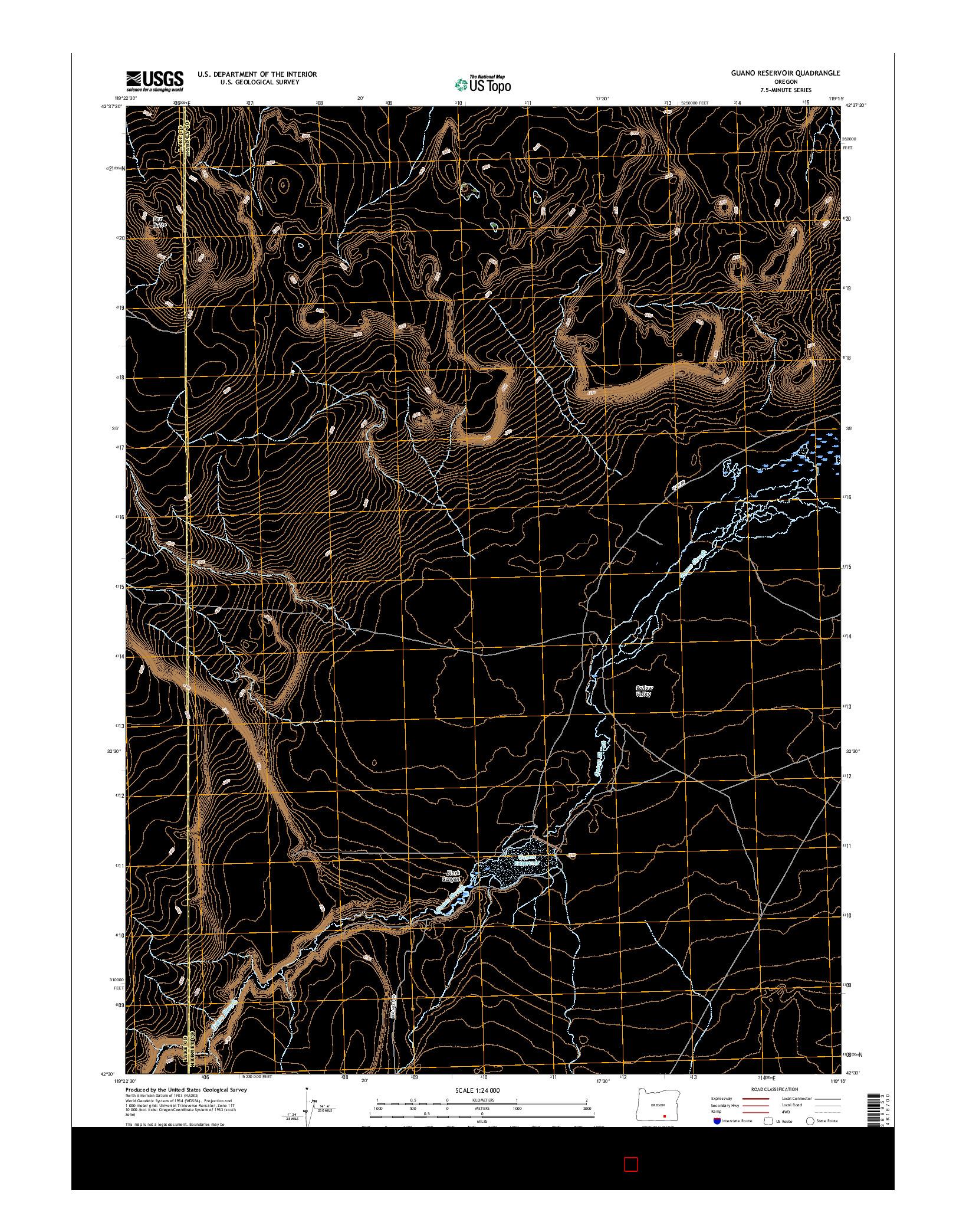 USGS US TOPO 7.5-MINUTE MAP FOR GUANO RESERVOIR, OR 2017