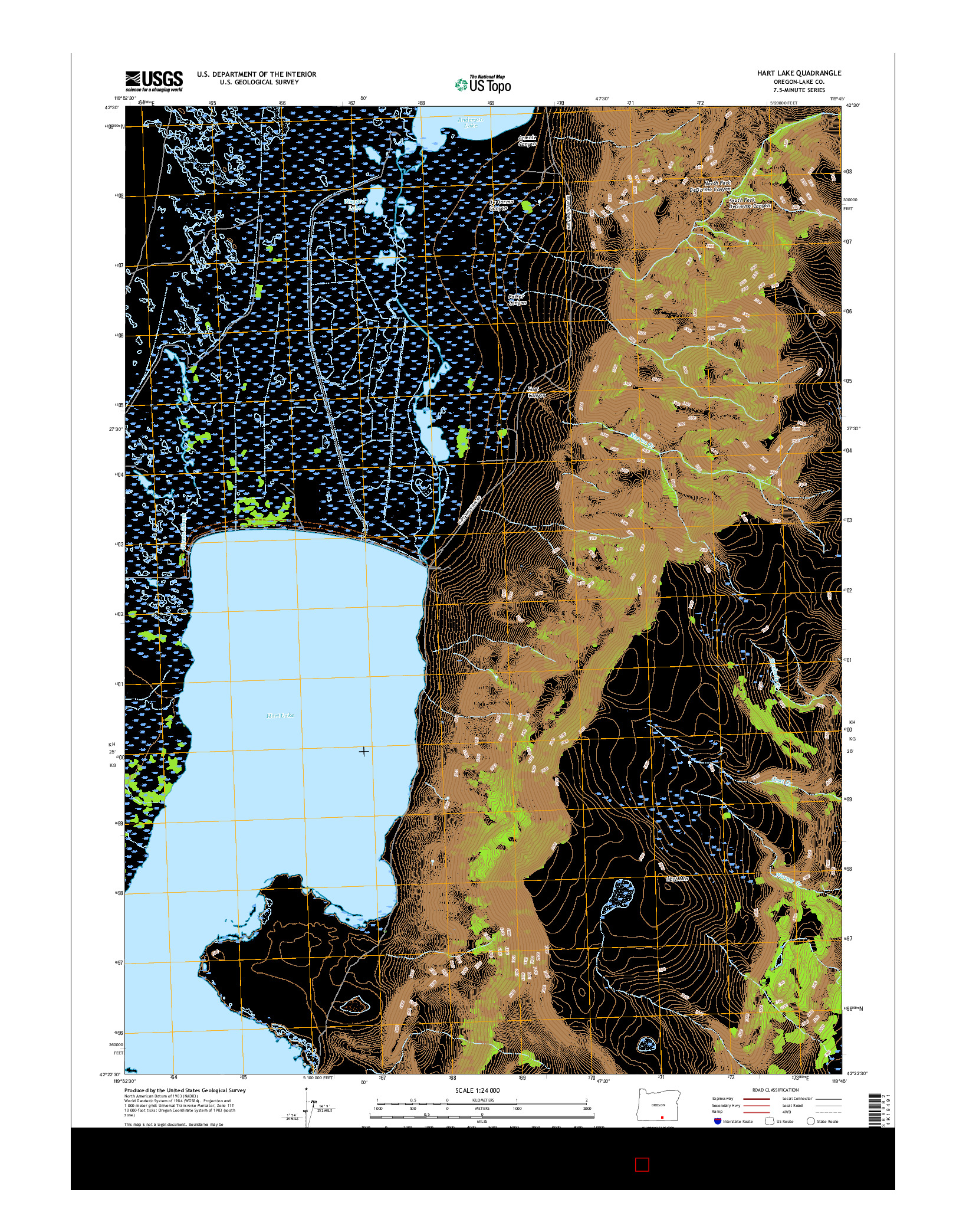 USGS US TOPO 7.5-MINUTE MAP FOR HART LAKE, OR 2017