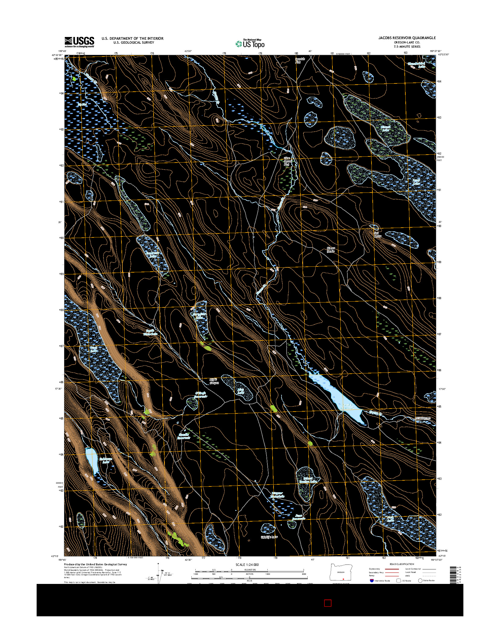 USGS US TOPO 7.5-MINUTE MAP FOR JACOBS RESERVOIR, OR 2017