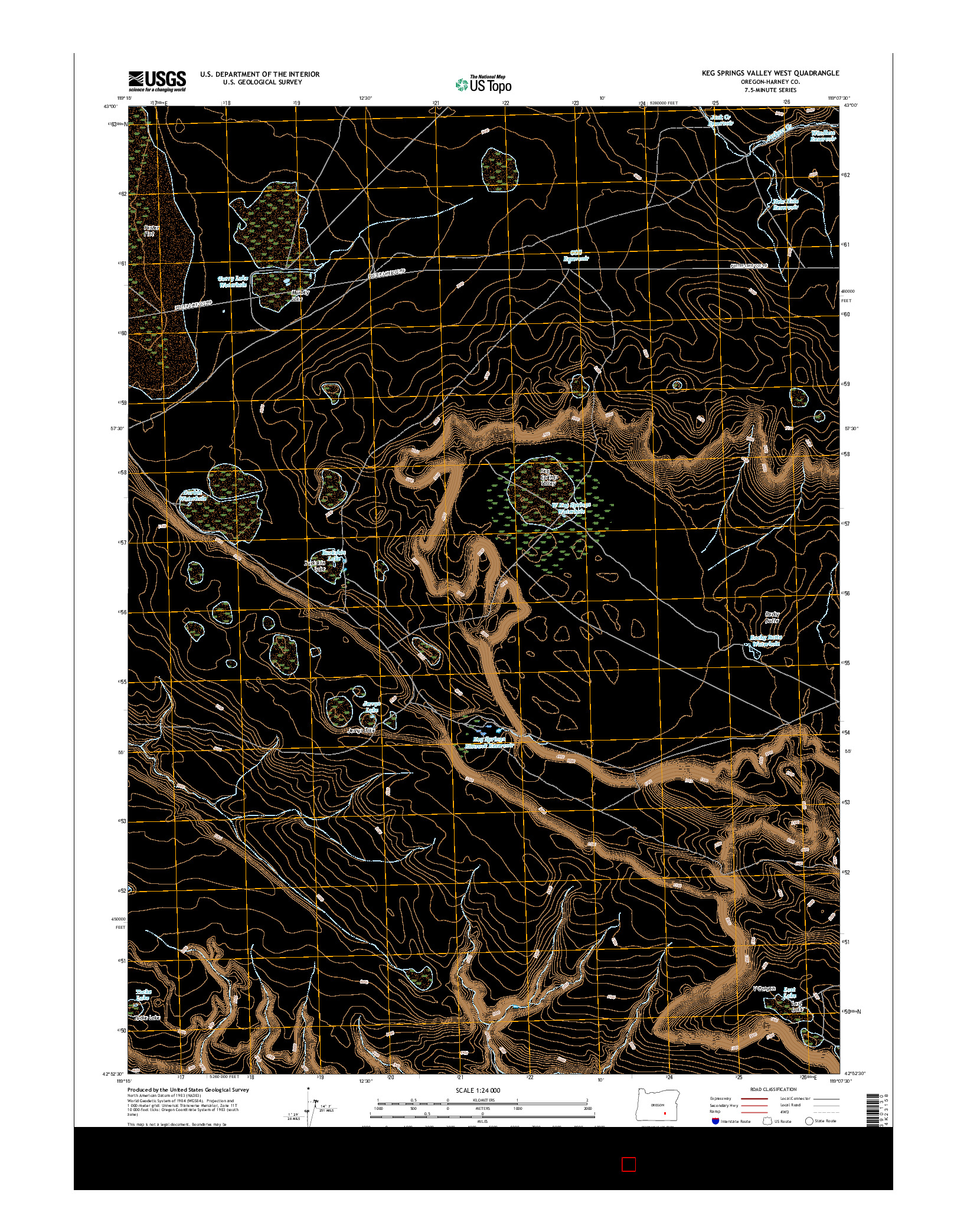 USGS US TOPO 7.5-MINUTE MAP FOR KEG SPRINGS VALLEY WEST, OR 2017