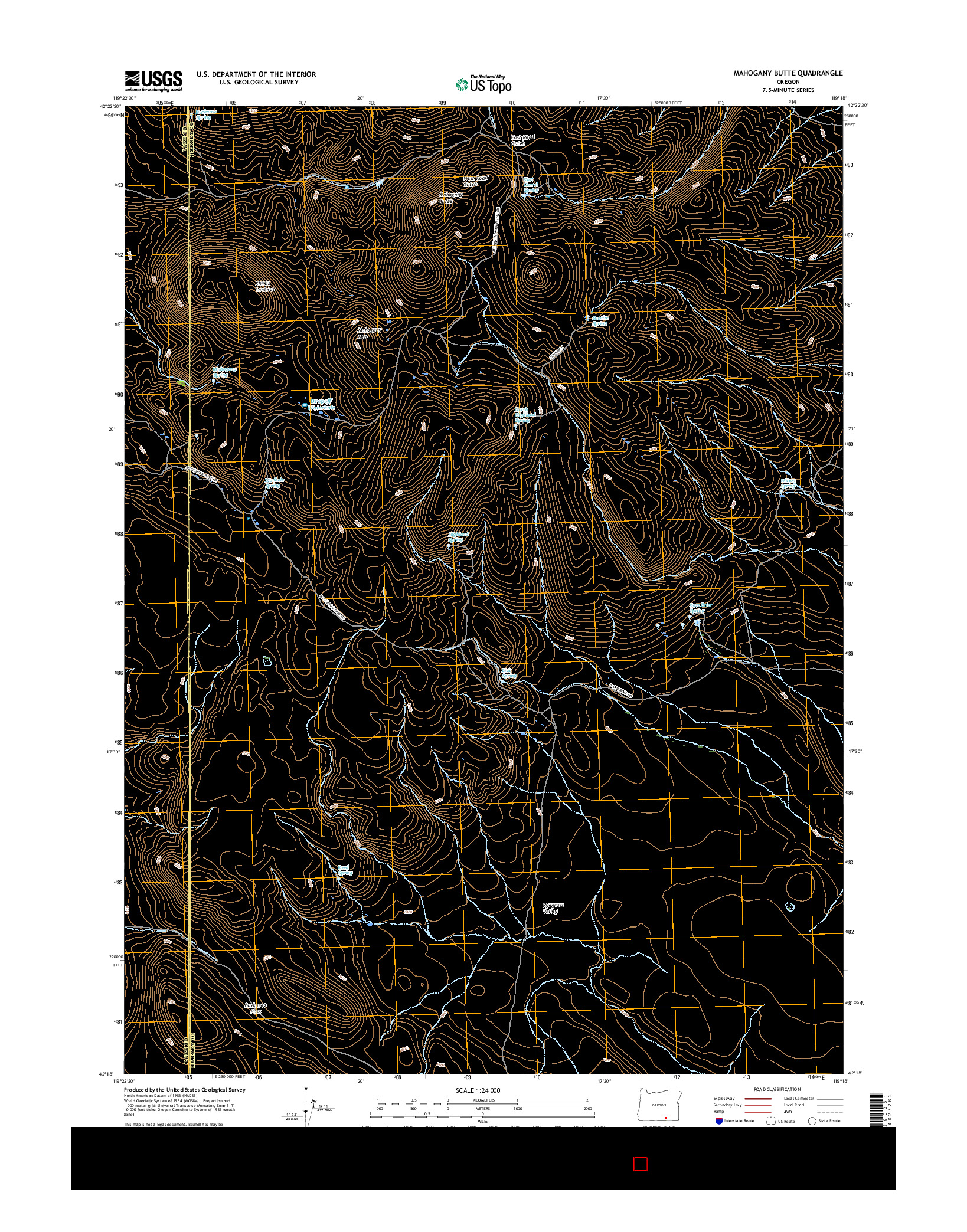 USGS US TOPO 7.5-MINUTE MAP FOR MAHOGANY BUTTE, OR 2017