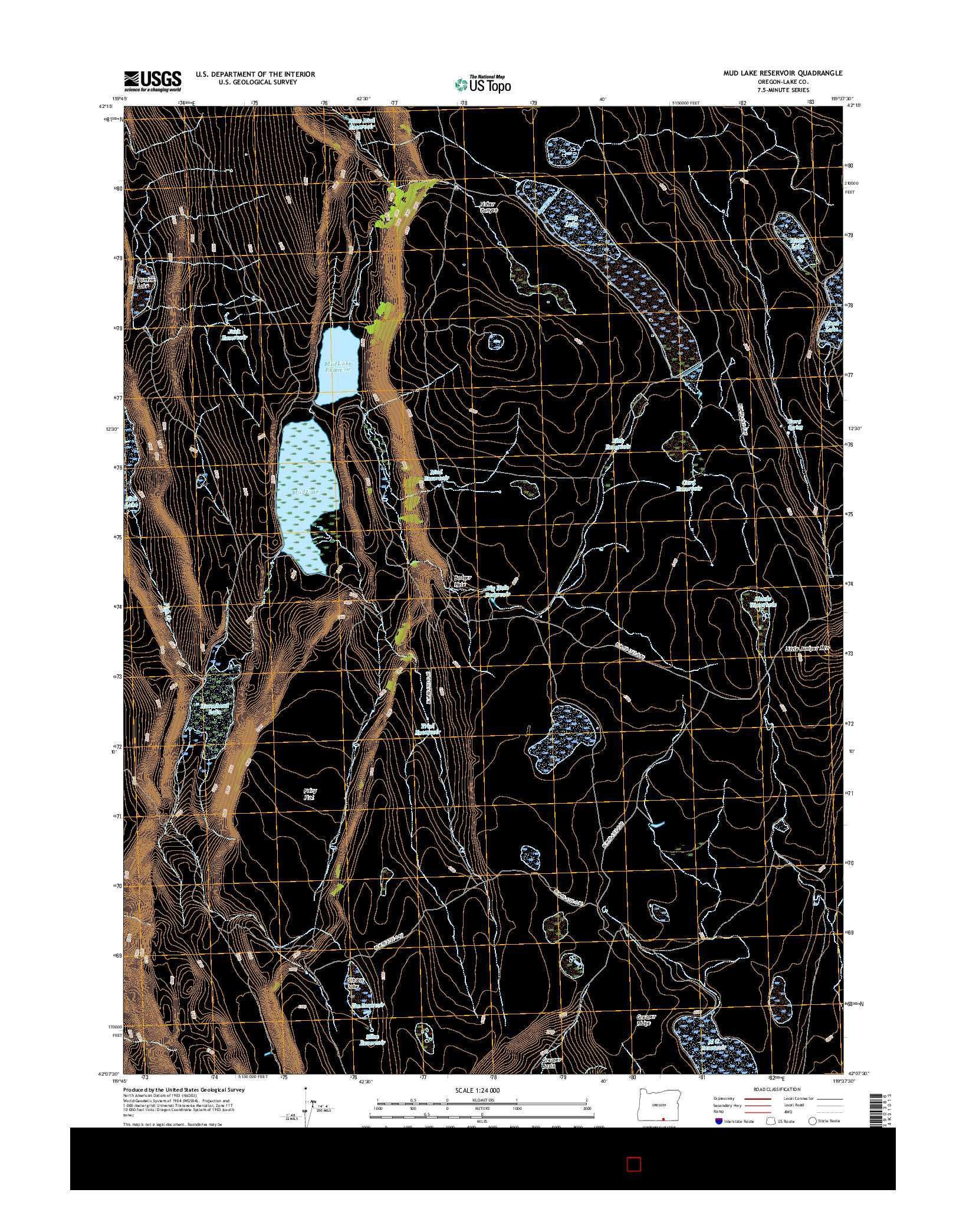 USGS US TOPO 7.5-MINUTE MAP FOR MUD LAKE RESERVOIR, OR 2017