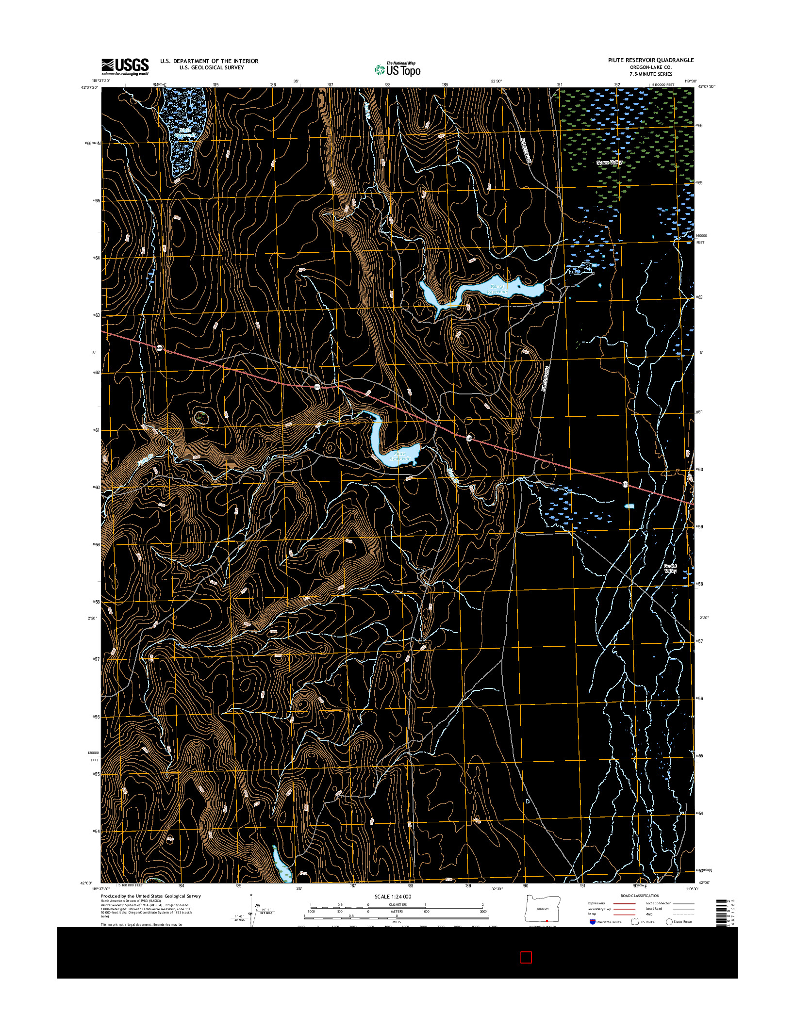 USGS US TOPO 7.5-MINUTE MAP FOR PIUTE RESERVOIR, OR 2017