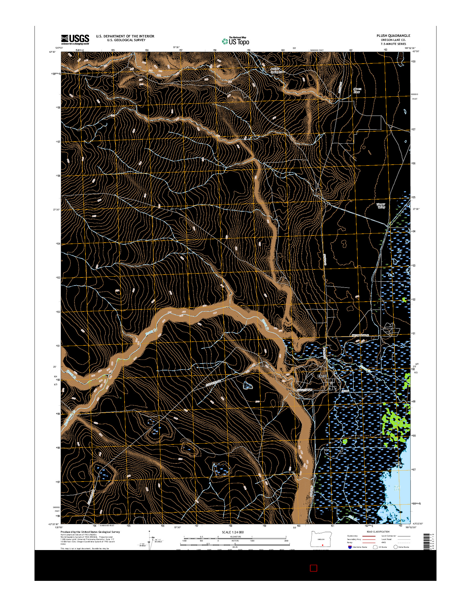 USGS US TOPO 7.5-MINUTE MAP FOR PLUSH, OR 2017