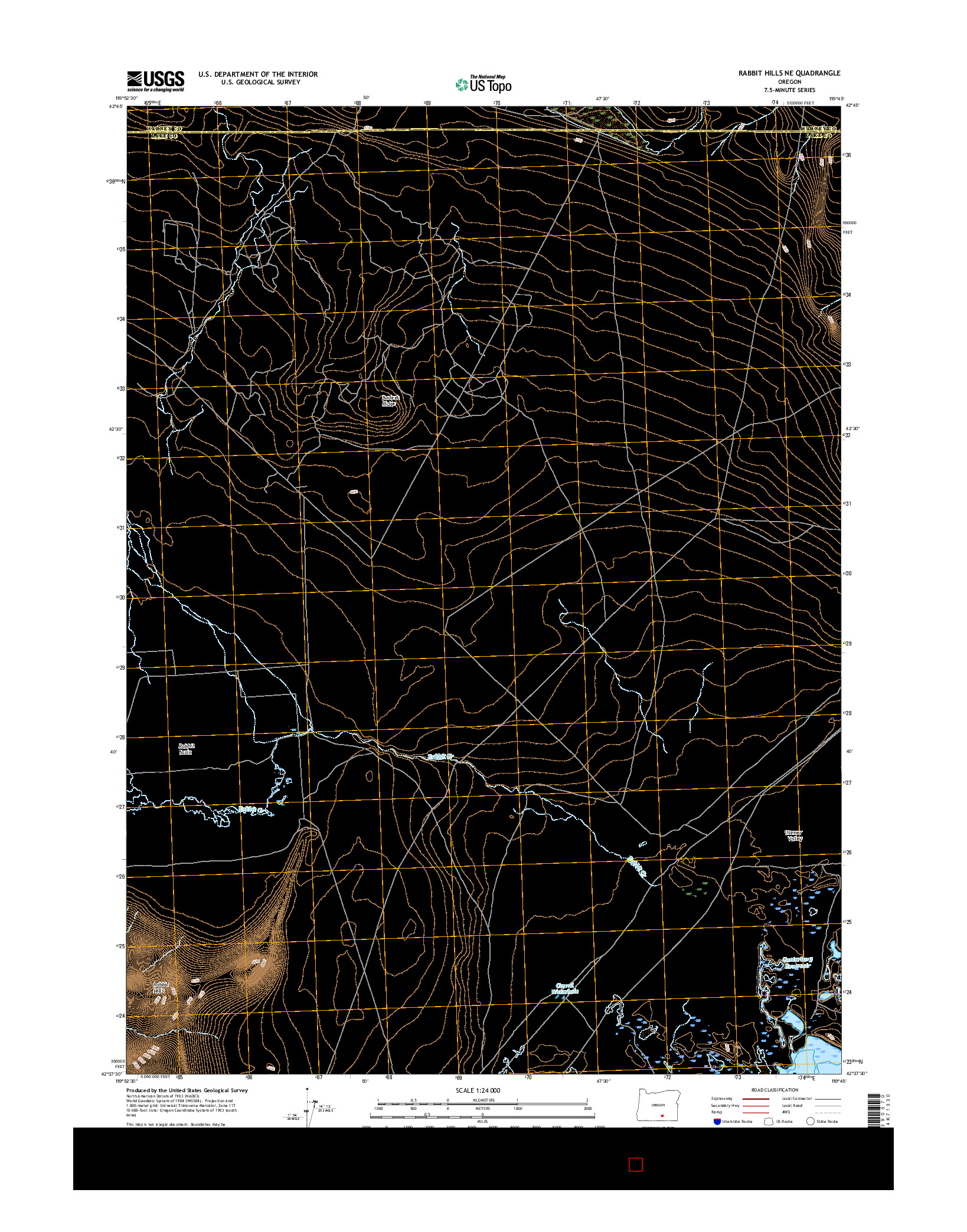 USGS US TOPO 7.5-MINUTE MAP FOR RABBIT HILLS NE, OR 2017