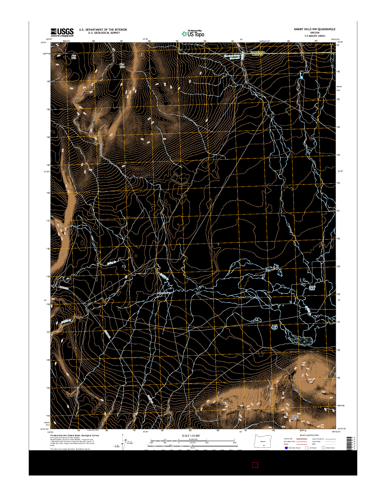 USGS US TOPO 7.5-MINUTE MAP FOR RABBIT HILLS NW, OR 2017