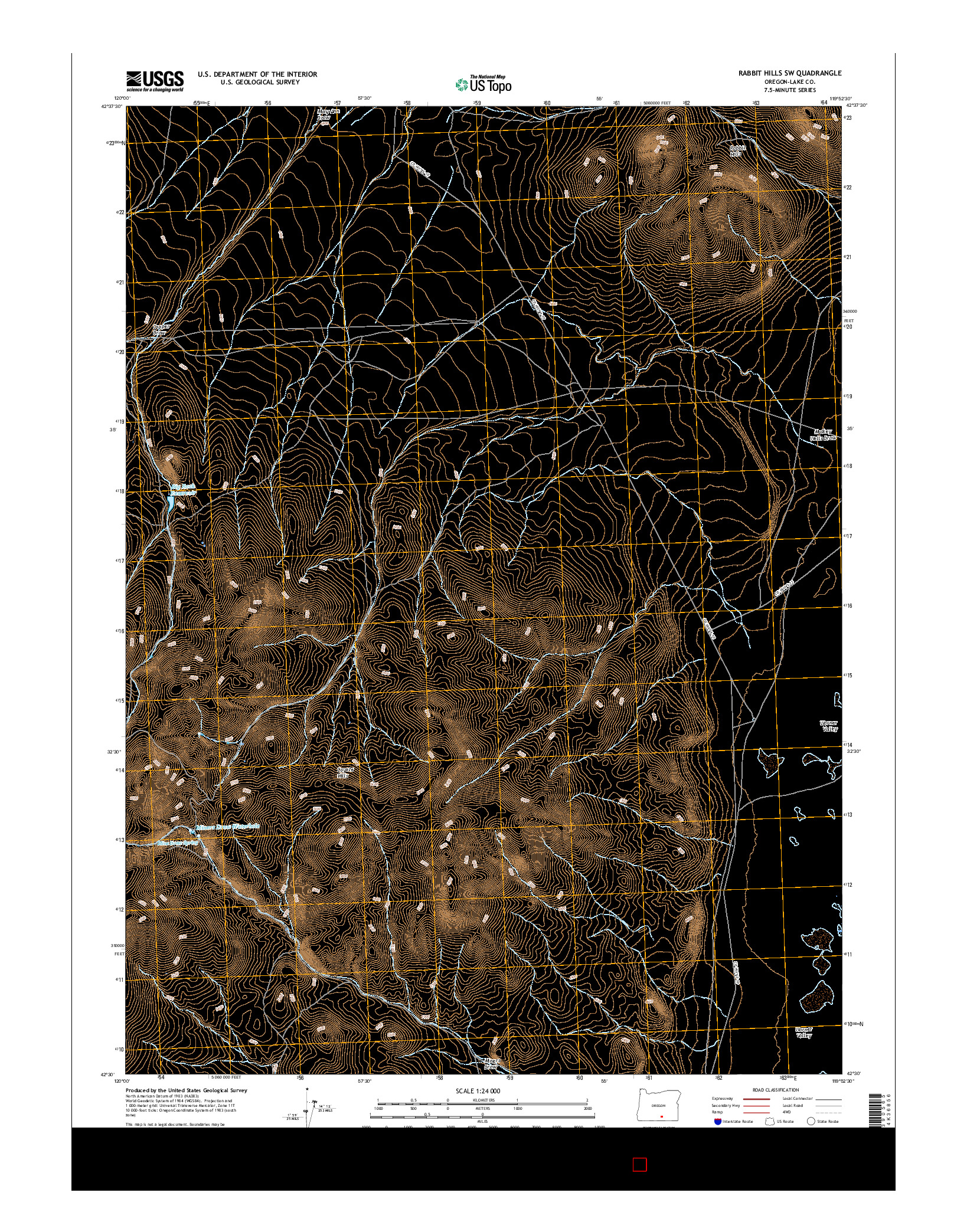 USGS US TOPO 7.5-MINUTE MAP FOR RABBIT HILLS SW, OR 2017