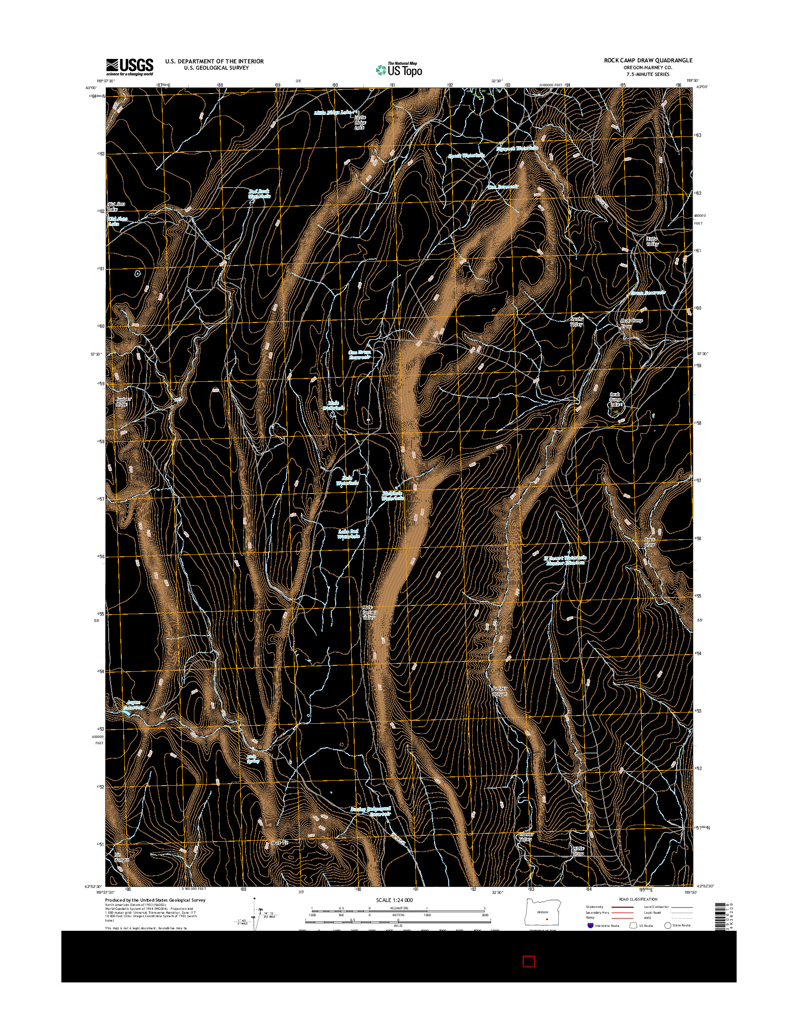 USGS US TOPO 7.5-MINUTE MAP FOR ROCK CAMP DRAW, OR 2017