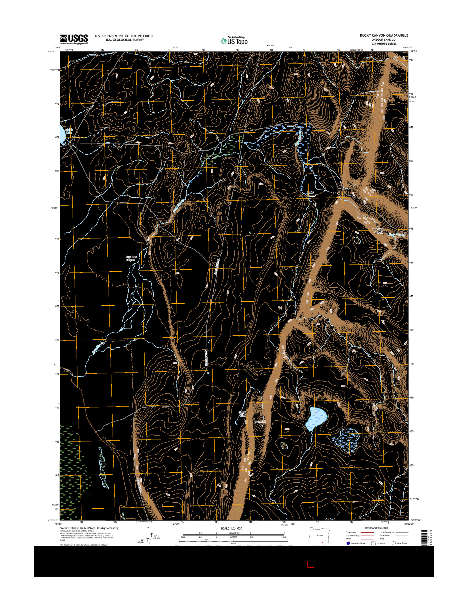 USGS US TOPO 7.5-MINUTE MAP FOR ROCKY CANYON, OR 2017