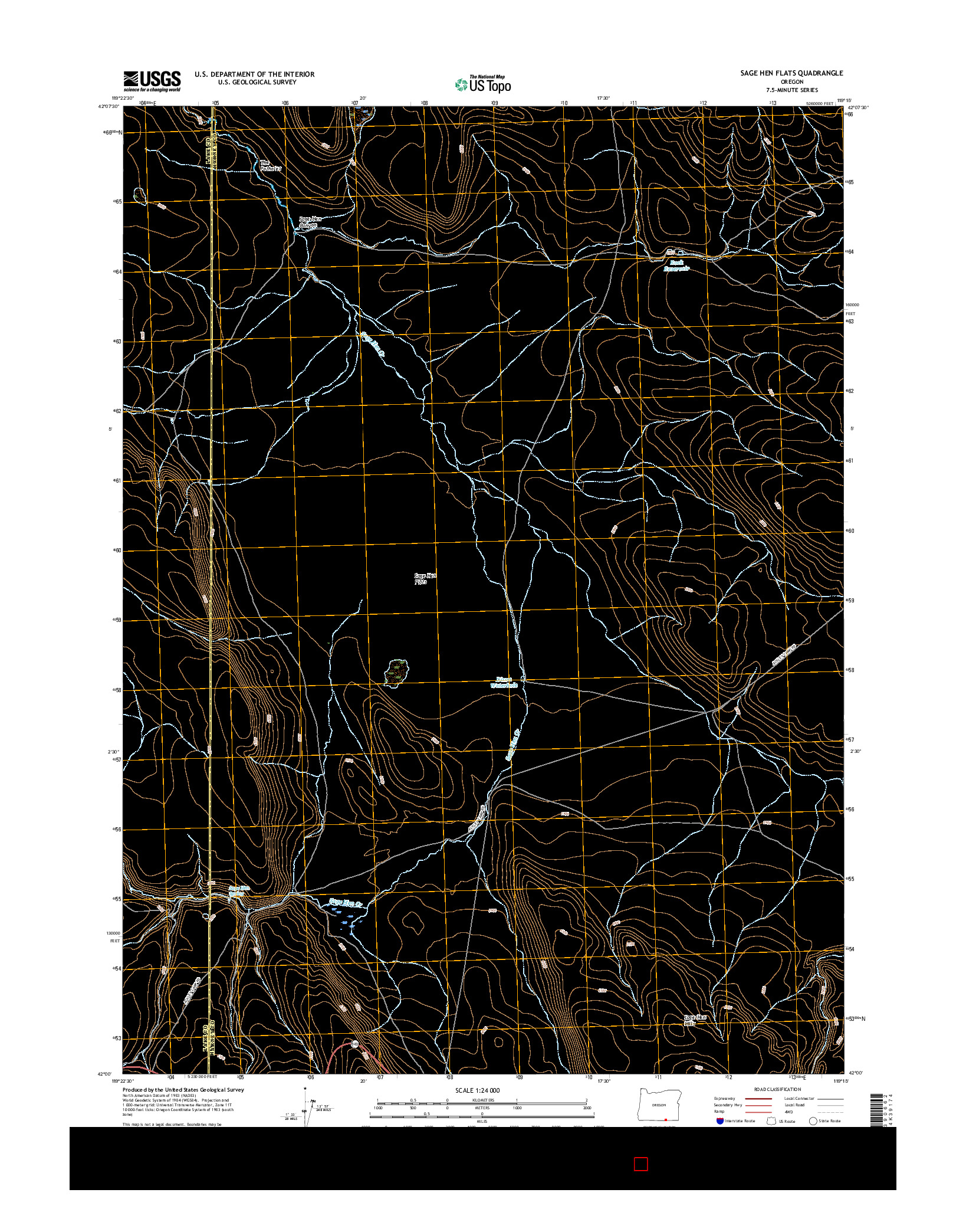 USGS US TOPO 7.5-MINUTE MAP FOR SAGE HEN FLATS, OR 2017