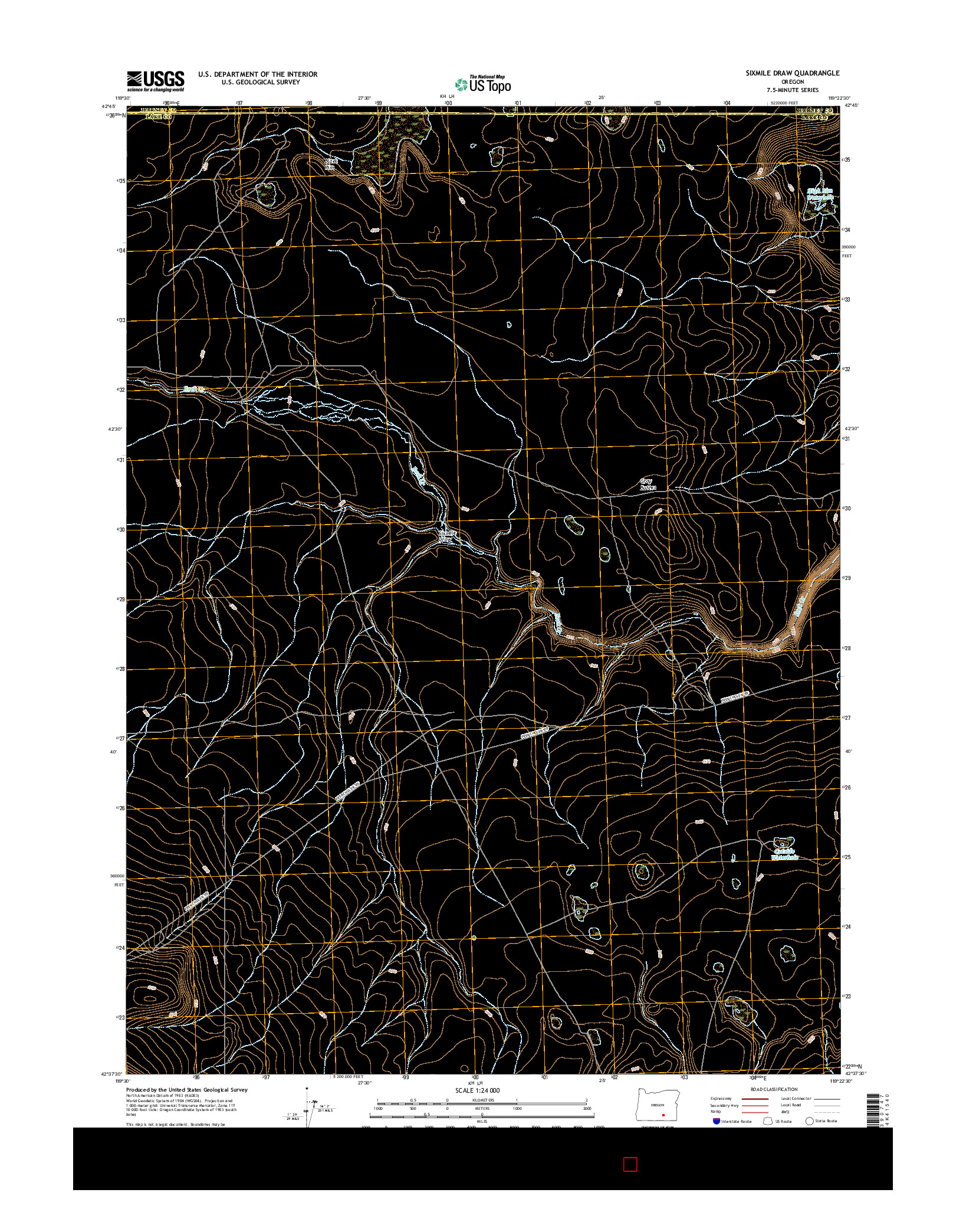 USGS US TOPO 7.5-MINUTE MAP FOR SIXMILE DRAW, OR 2017