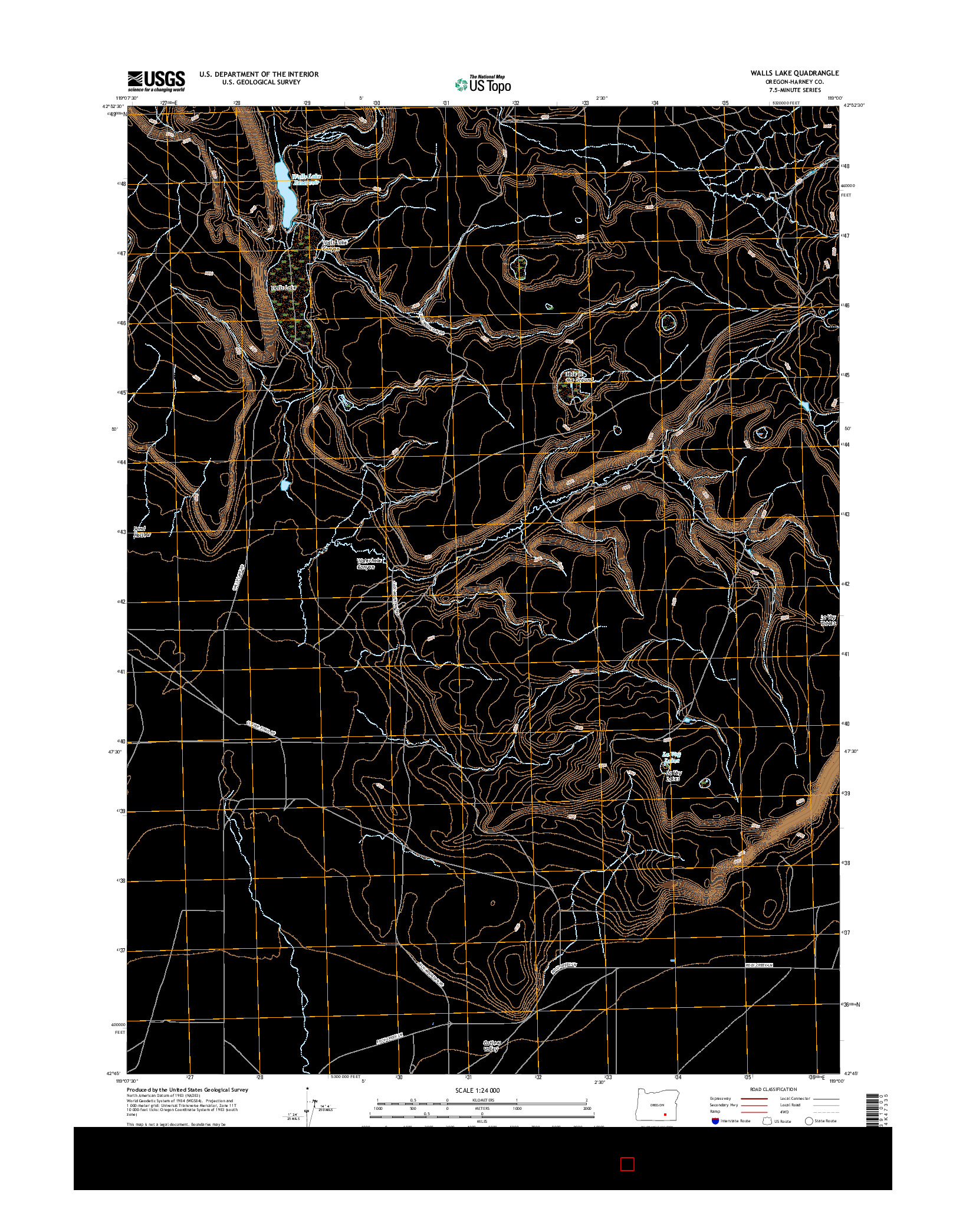 USGS US TOPO 7.5-MINUTE MAP FOR WALLS LAKE, OR 2017