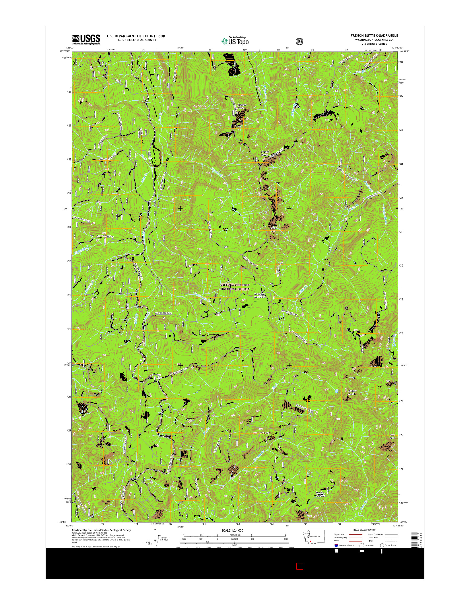 USGS US TOPO 7.5-MINUTE MAP FOR FRENCH BUTTE, WA 2017