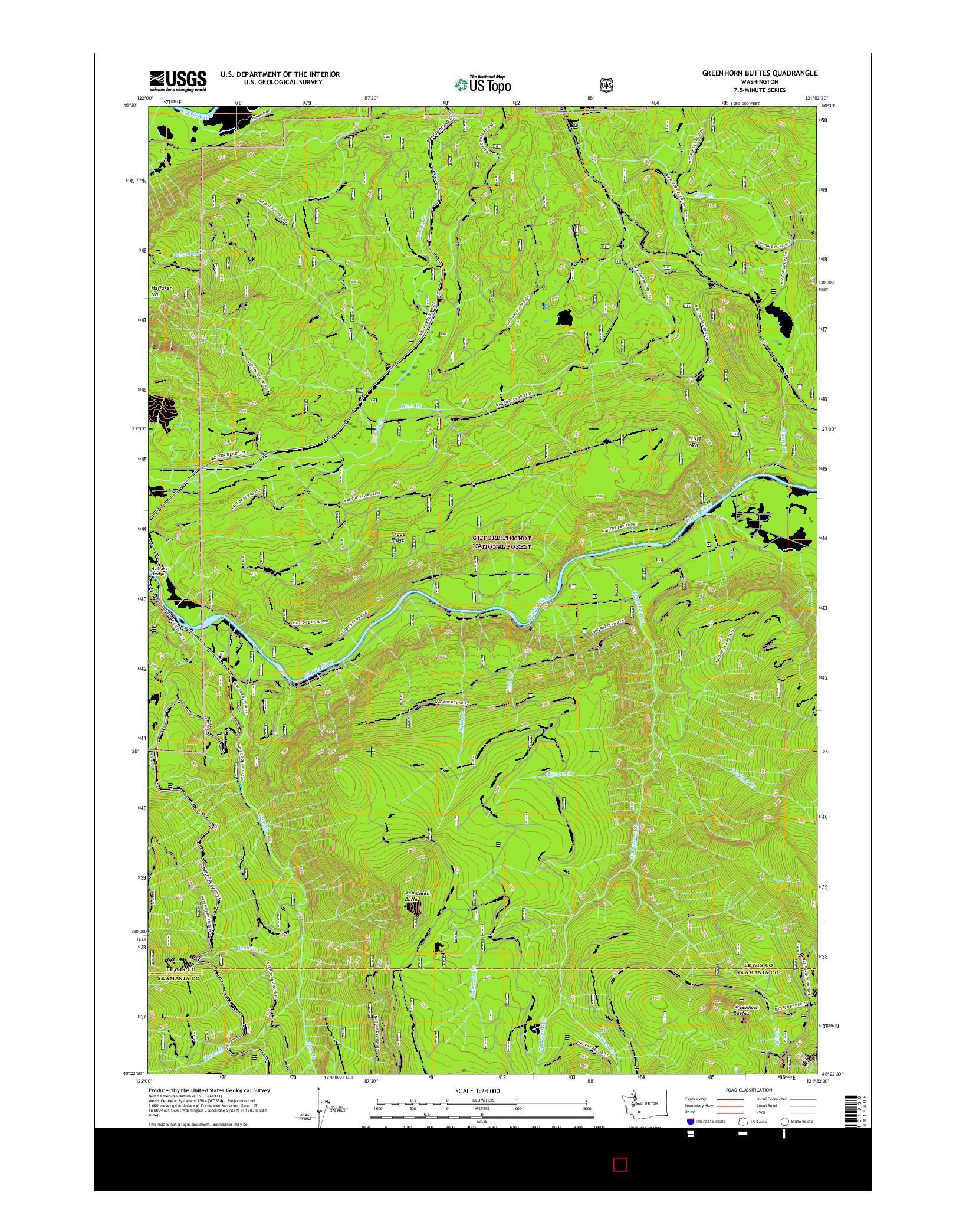 USGS US TOPO 7.5-MINUTE MAP FOR GREENHORN BUTTES, WA 2017