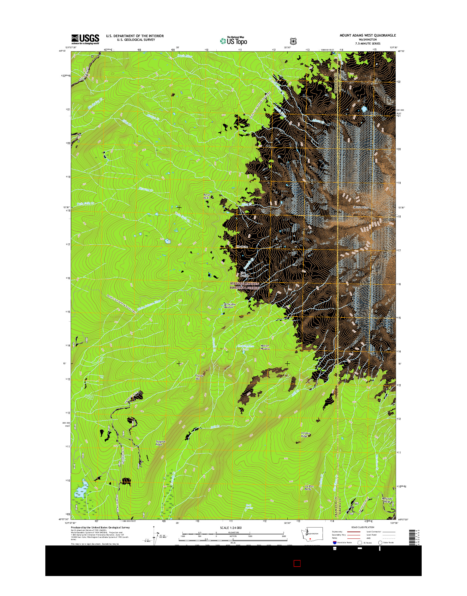 USGS US TOPO 7.5-MINUTE MAP FOR MOUNT ADAMS WEST, WA 2017