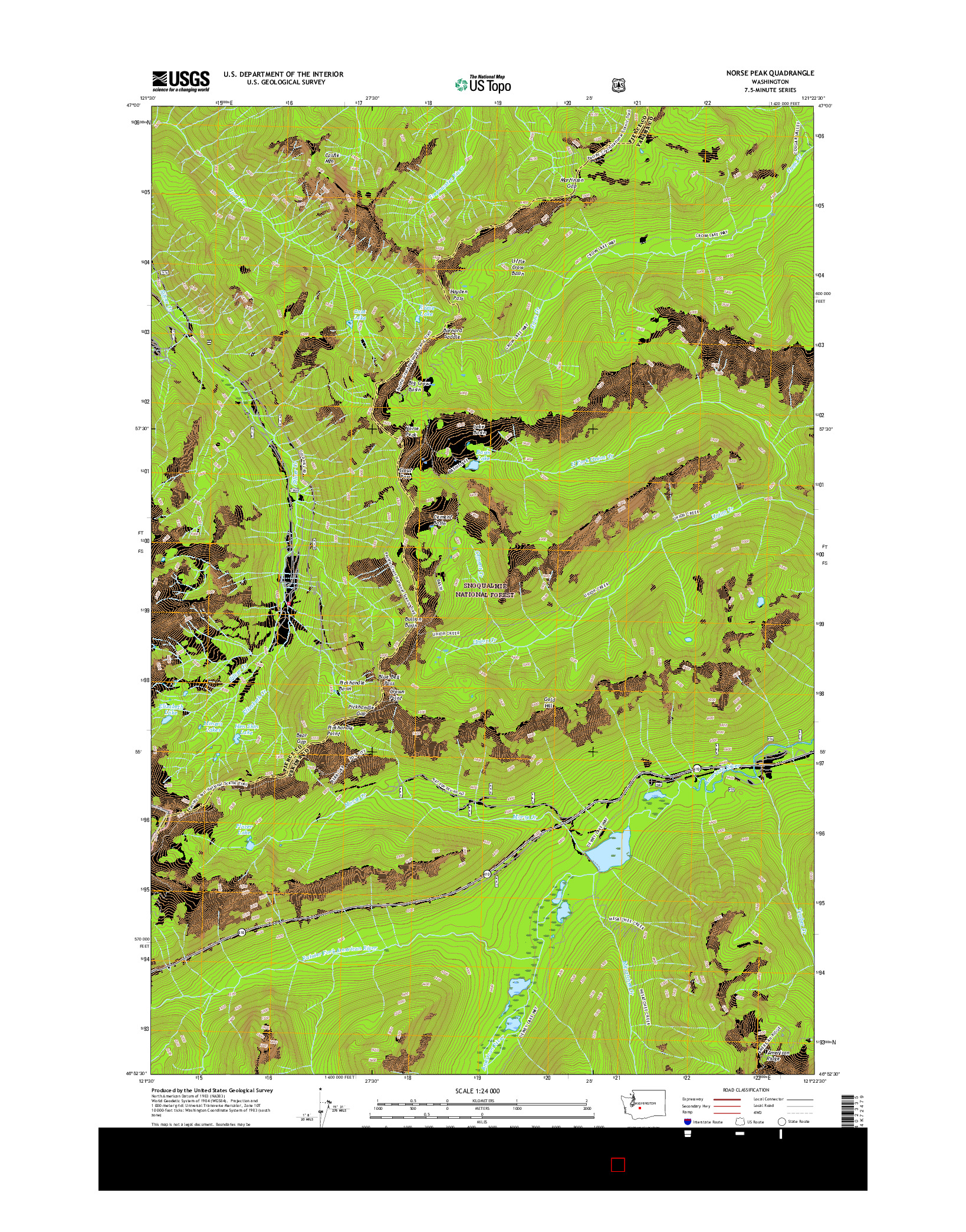 USGS US TOPO 7.5-MINUTE MAP FOR NORSE PEAK, WA 2017
