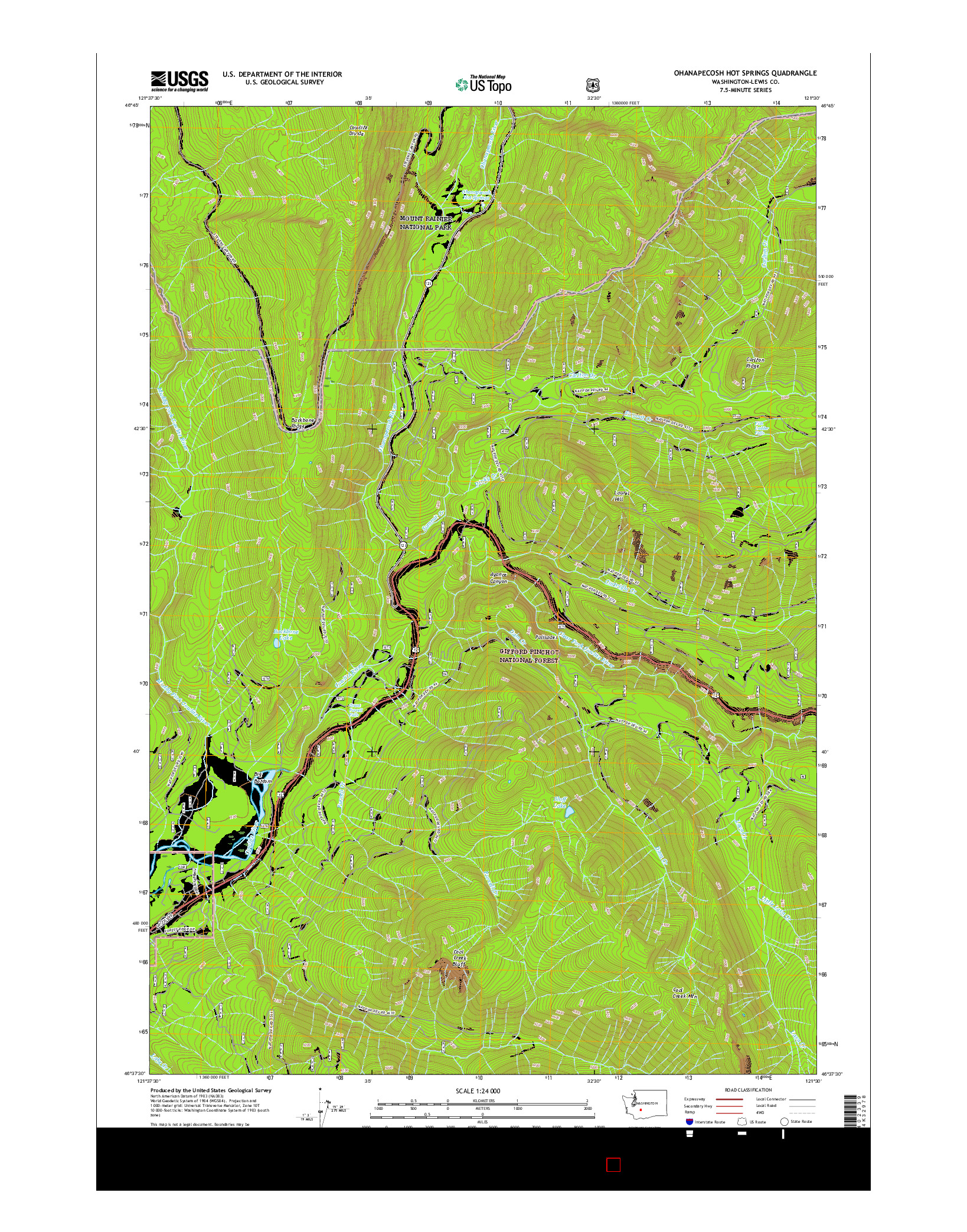 USGS US TOPO 7.5-MINUTE MAP FOR OHANAPECOSH HOT SPRINGS, WA 2017