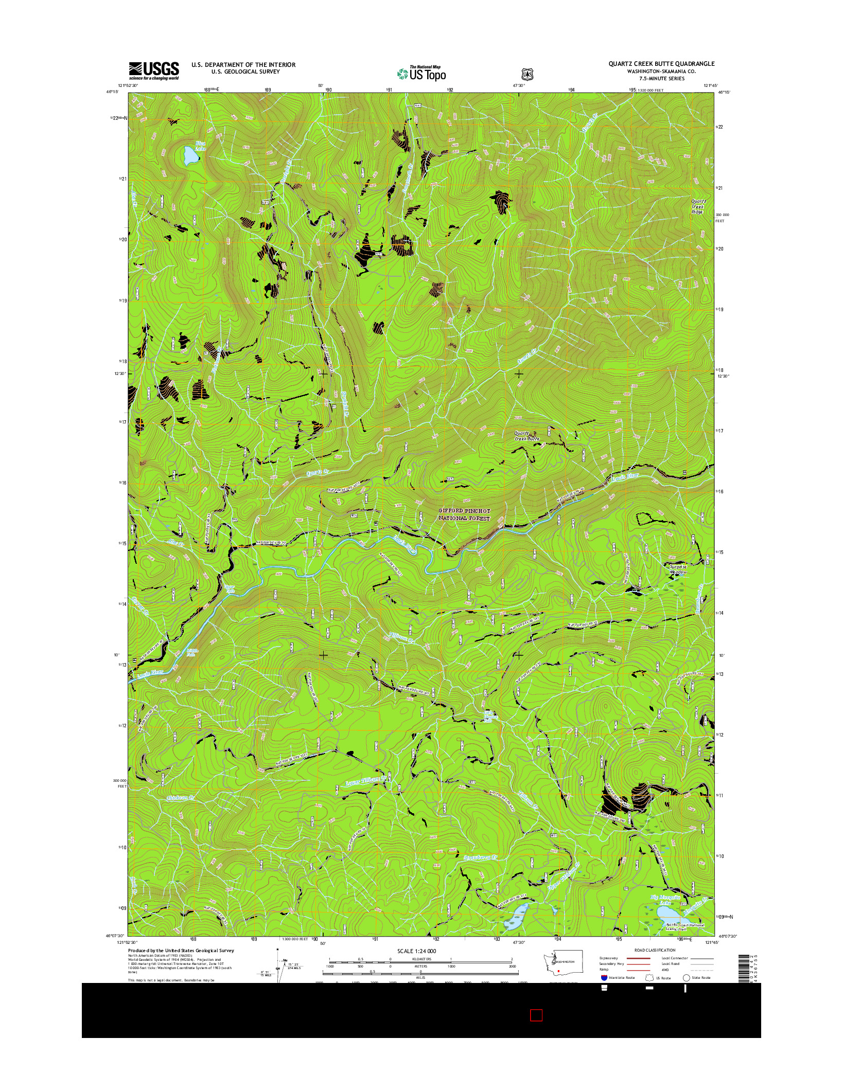 USGS US TOPO 7.5-MINUTE MAP FOR QUARTZ CREEK BUTTE, WA 2017